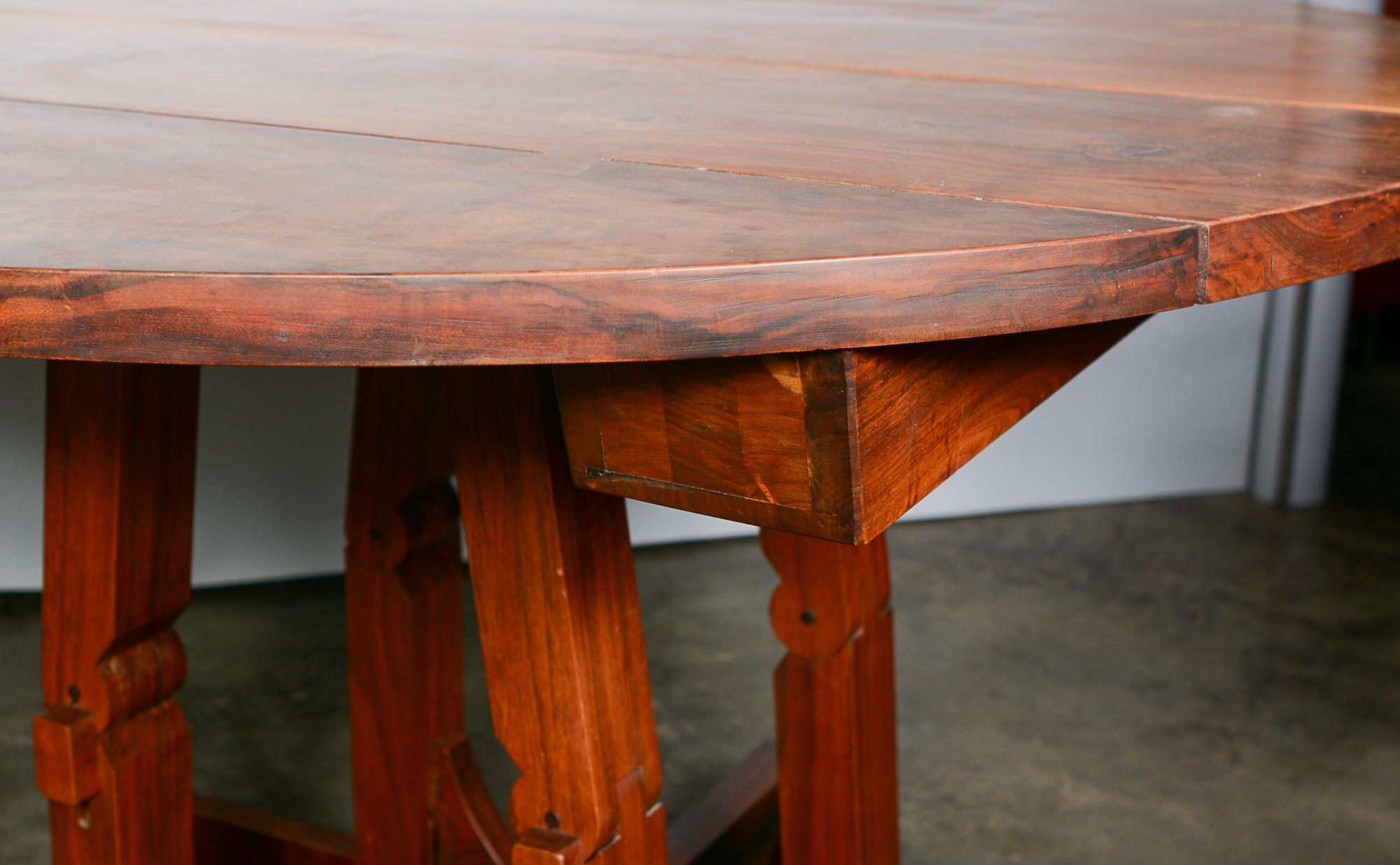American Walnut Dining Table with Four Leaves by Designer and Craftsman Morris Sheppard For Sale
