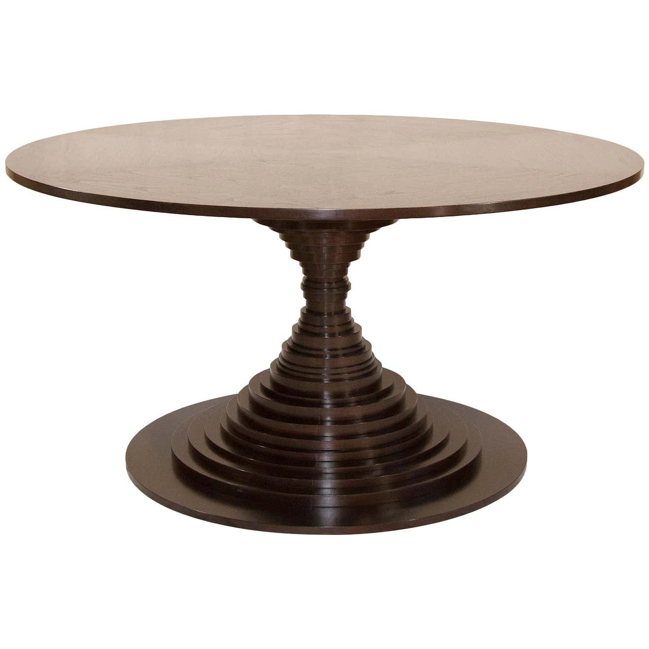 Walnut Dining Table with Stacked Discs For Sale at 1stDibs