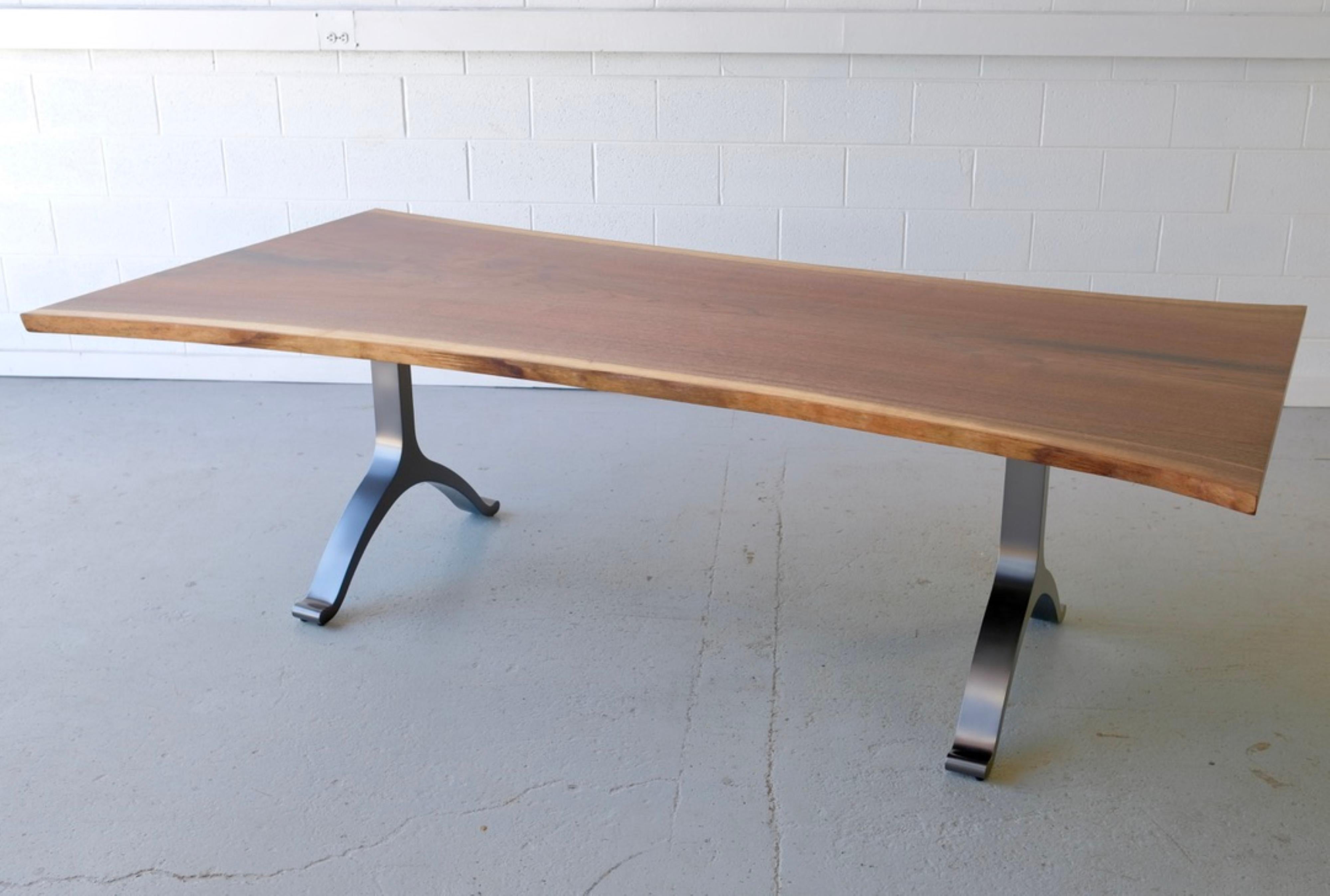 American Walnut Dining Table with Wishbone Legs For Sale