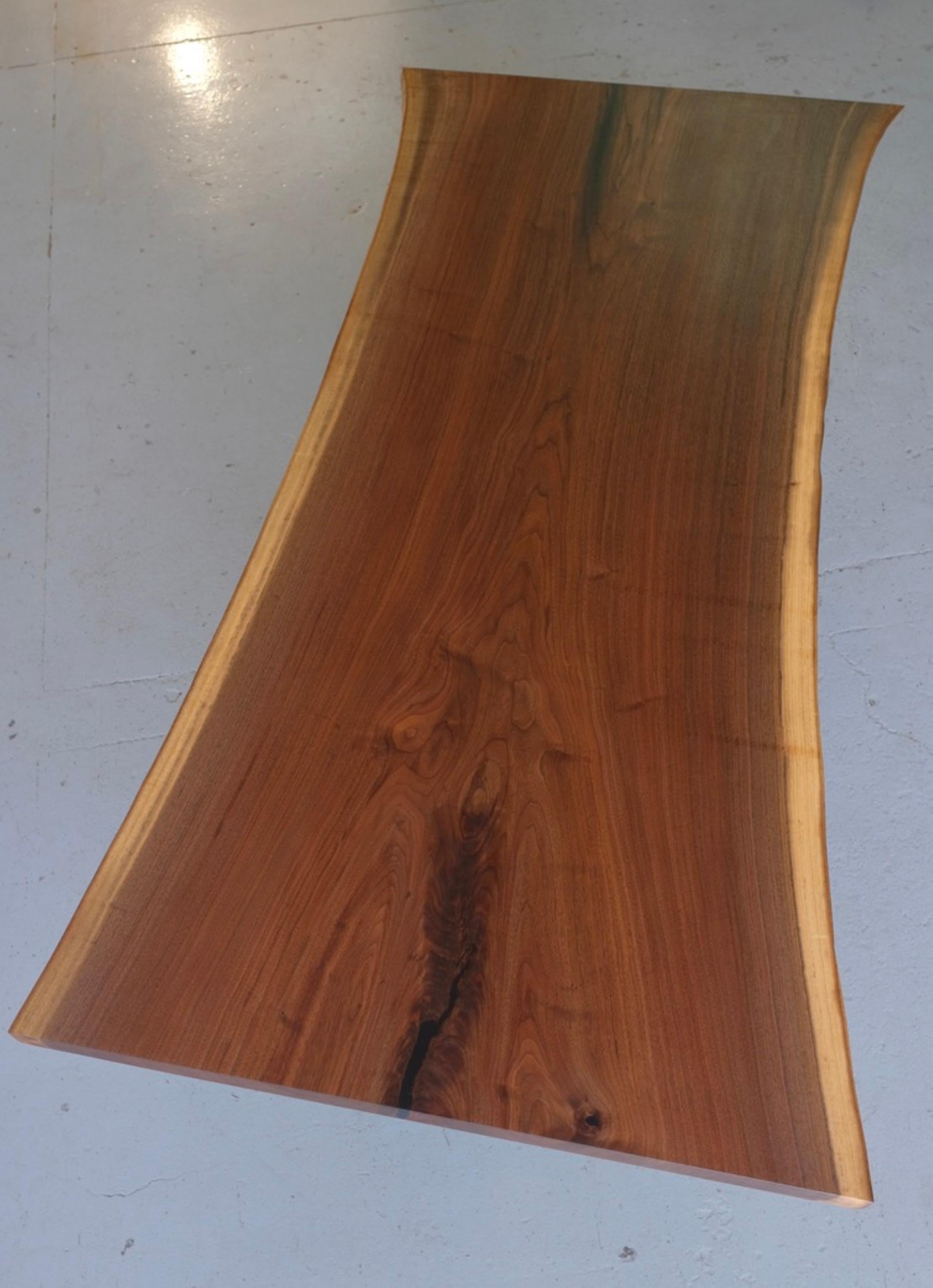 Inlay Walnut Dining Table with Wishbone Legs For Sale