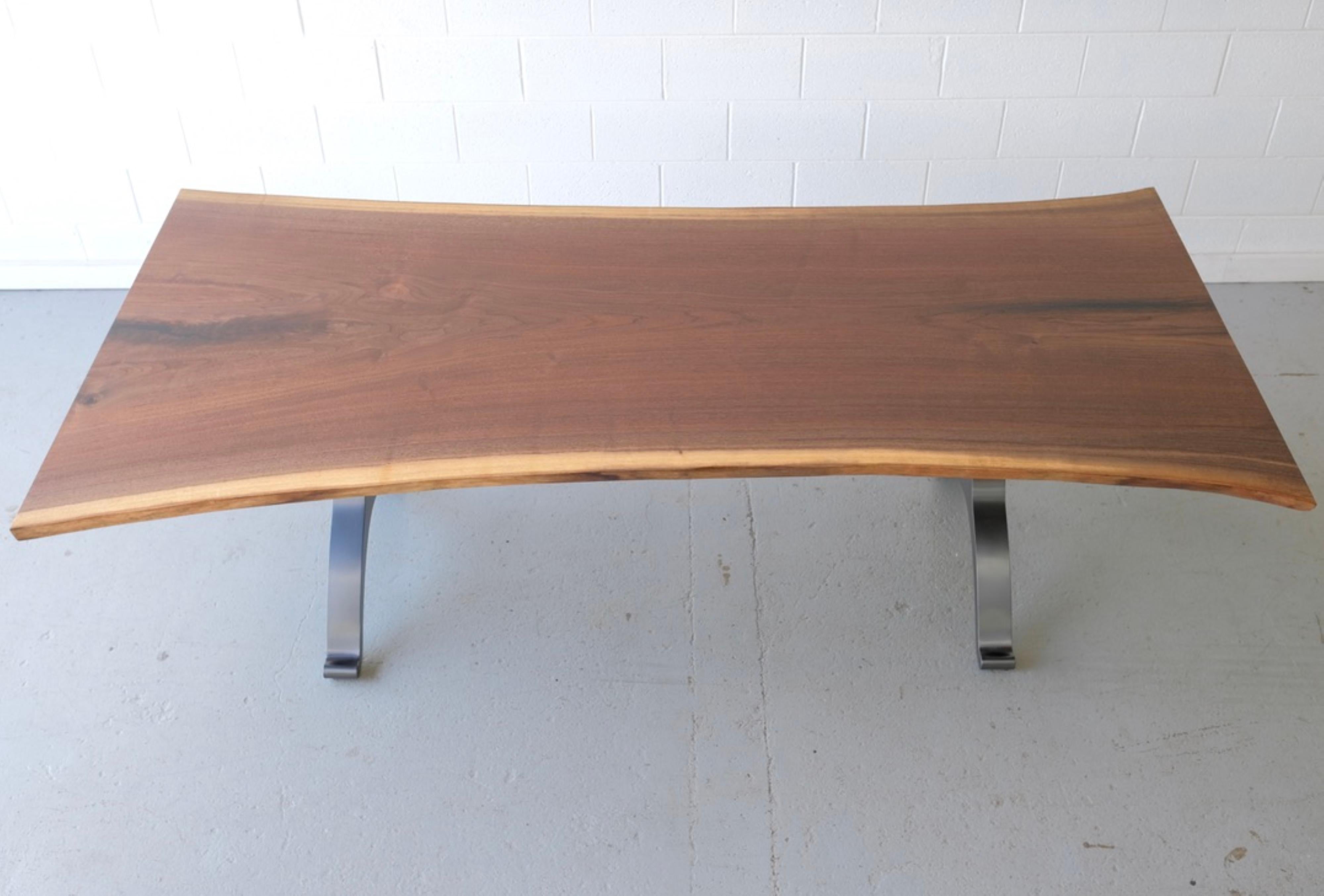 Contemporary Walnut Dining Table with Wishbone Legs For Sale