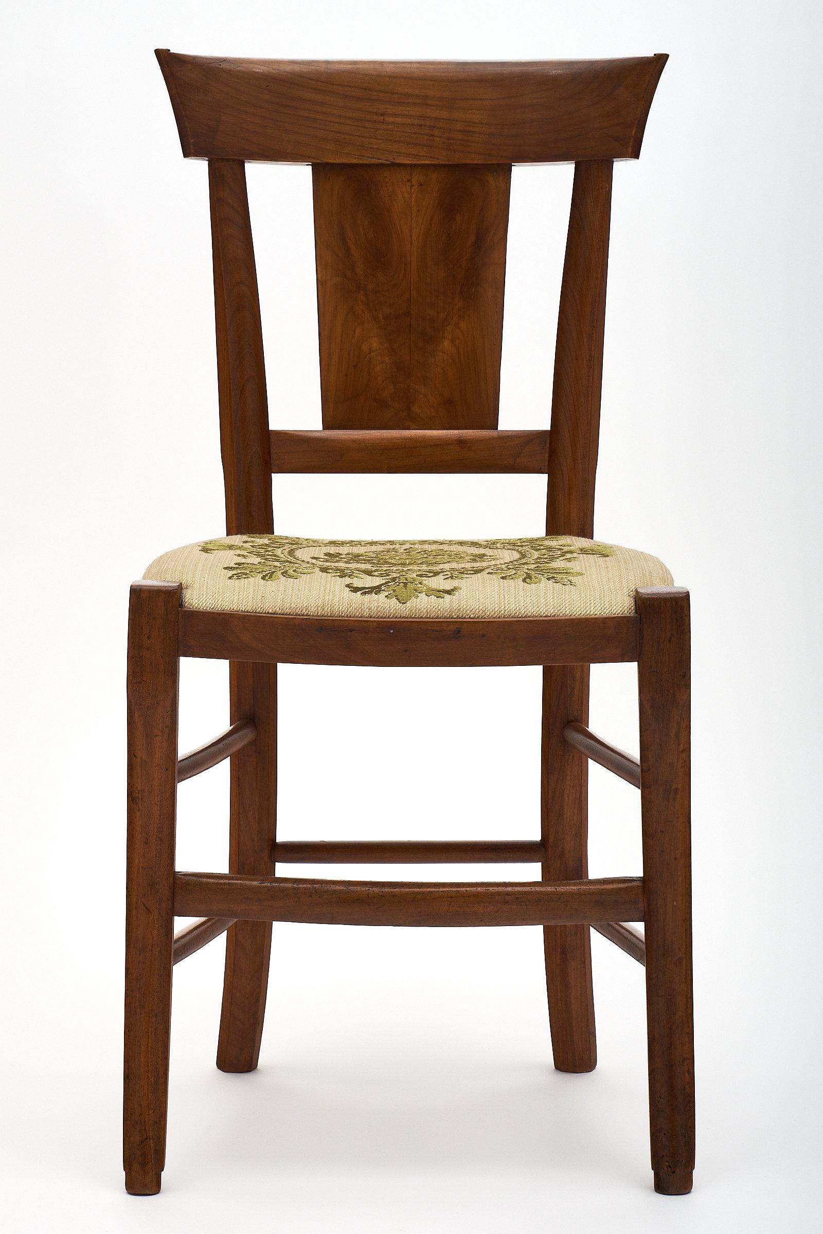 Walnut Directoire Period Dining Chairs In Good Condition In Austin, TX