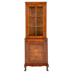 Walnut Display Cabinet Bookcase Figured 1930