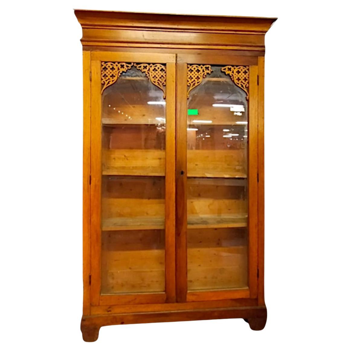 Walnut display cabinet bookcase from the early 1800s, Charles X period. For Sale