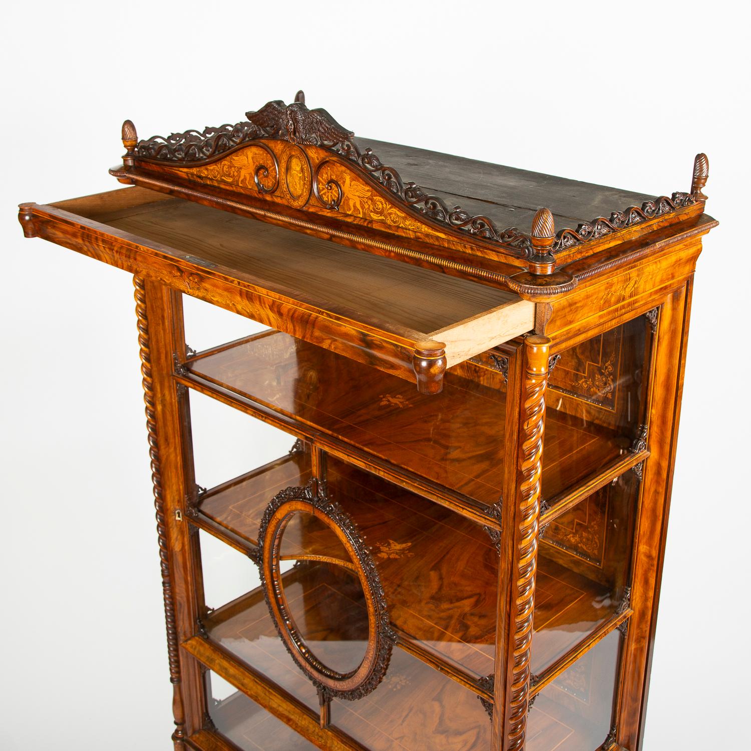 German Walnut Display Cabinet with the Monogram of Grand Duke Friedrich I of Baden For Sale