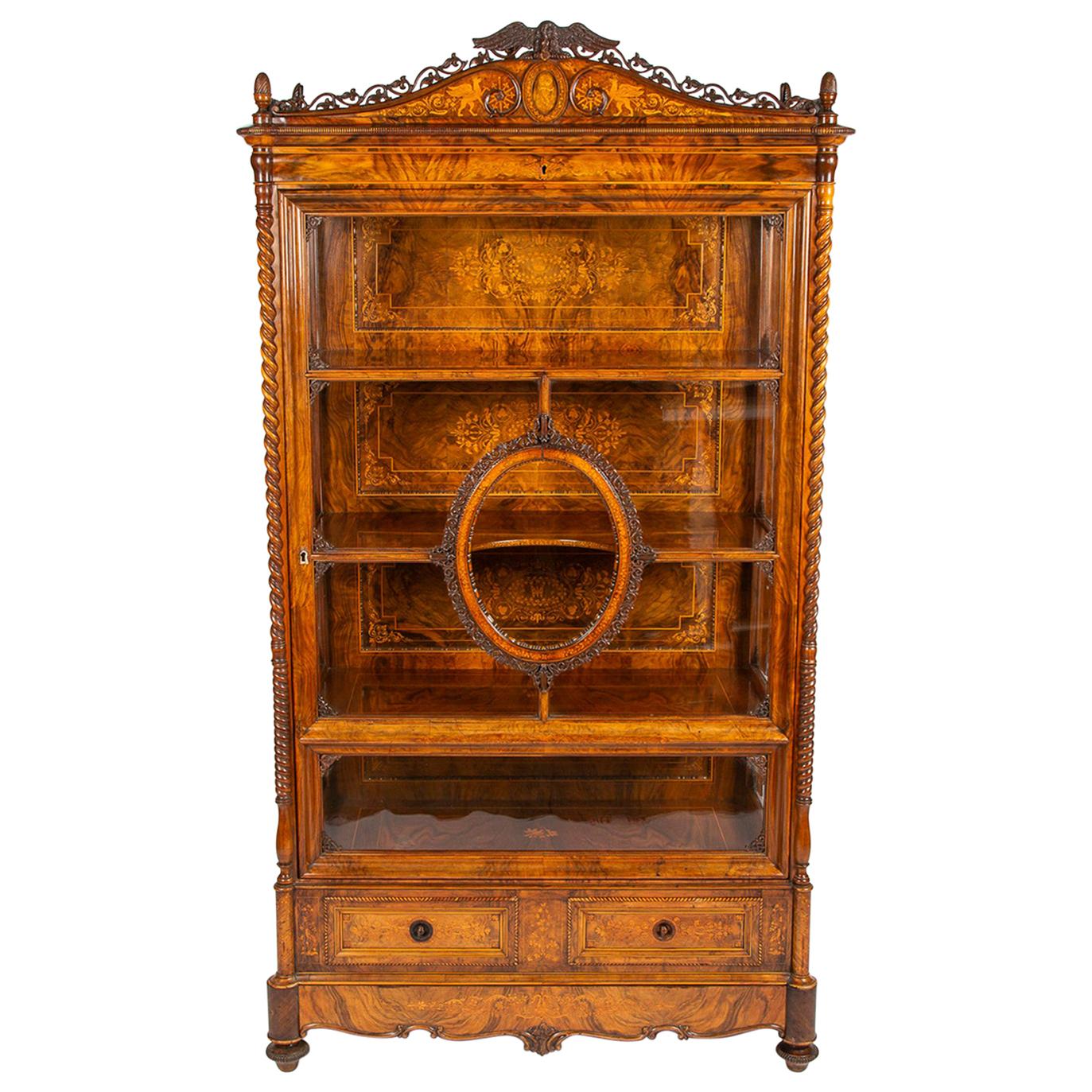 Walnut Display Cabinet with the Monogram of Grand Duke Friedrich I of Baden For Sale