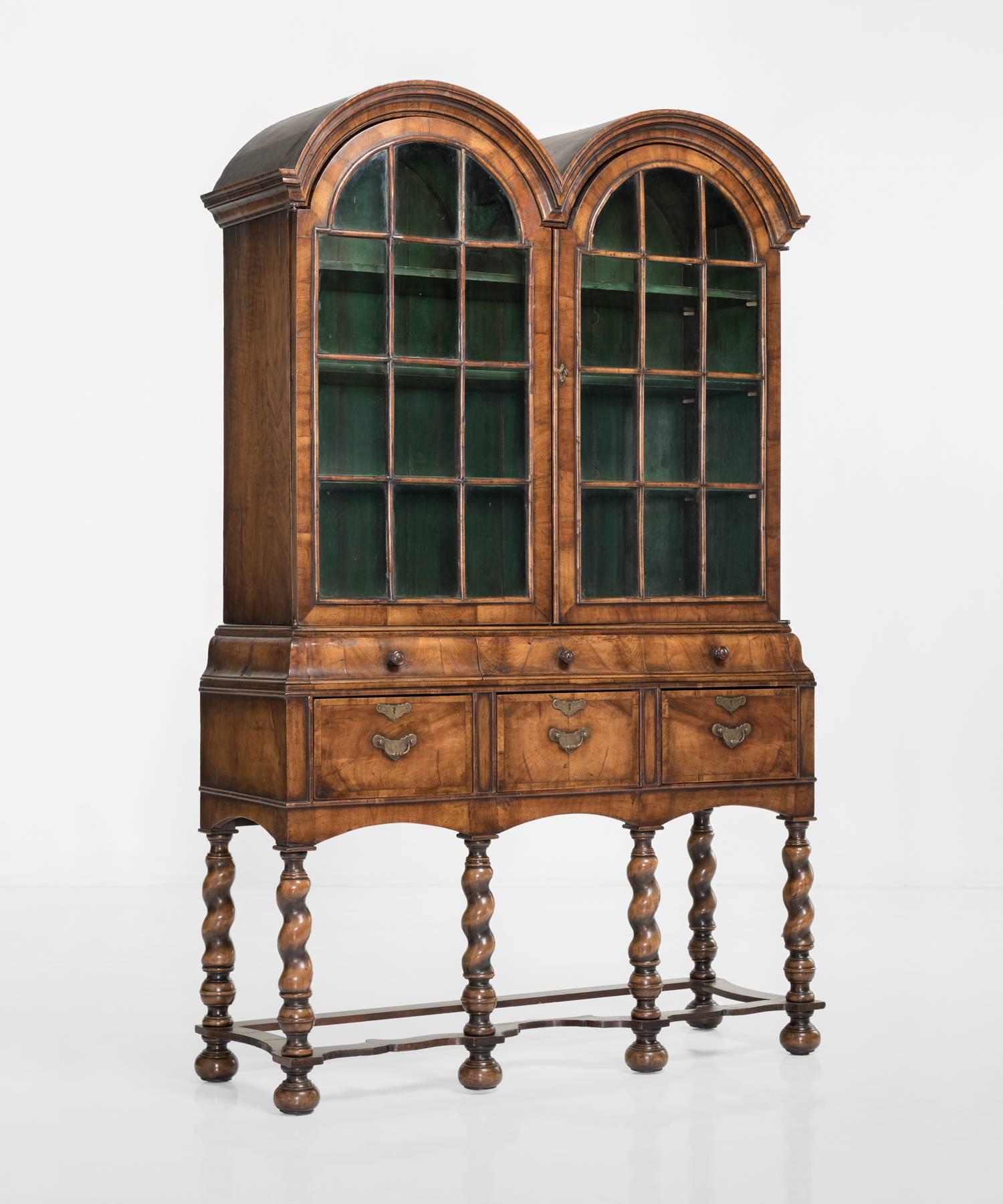 English Walnut Display Cabinet, circa 1890