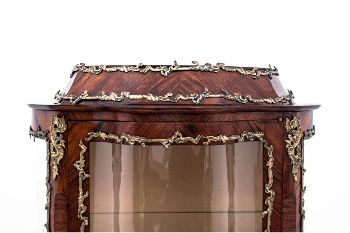 French Walnut Display Case with Intarsia, France, circa 1880