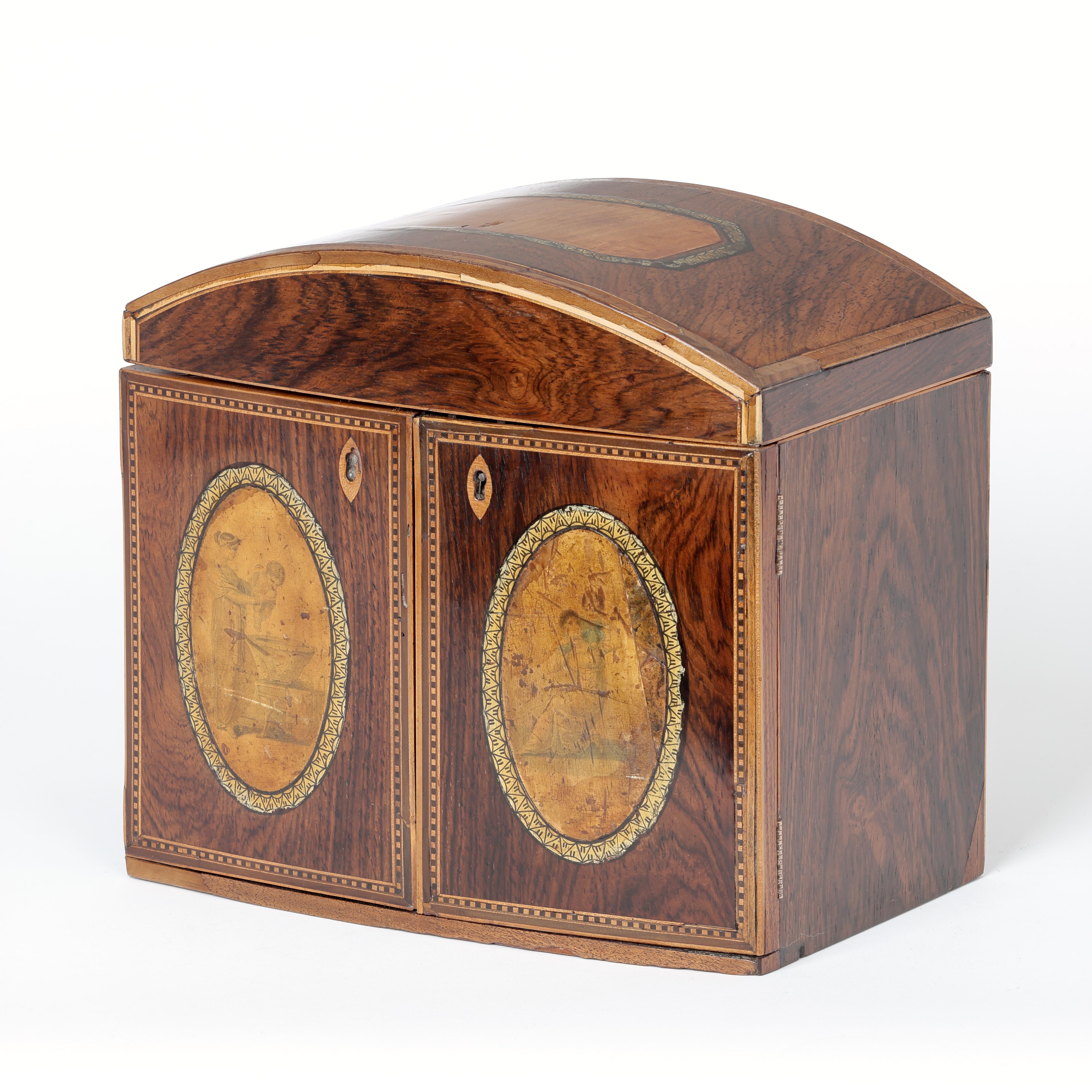 Walnut domed top Needlework/Jewellery Box In Fair Condition For Sale In Folkestone, GB