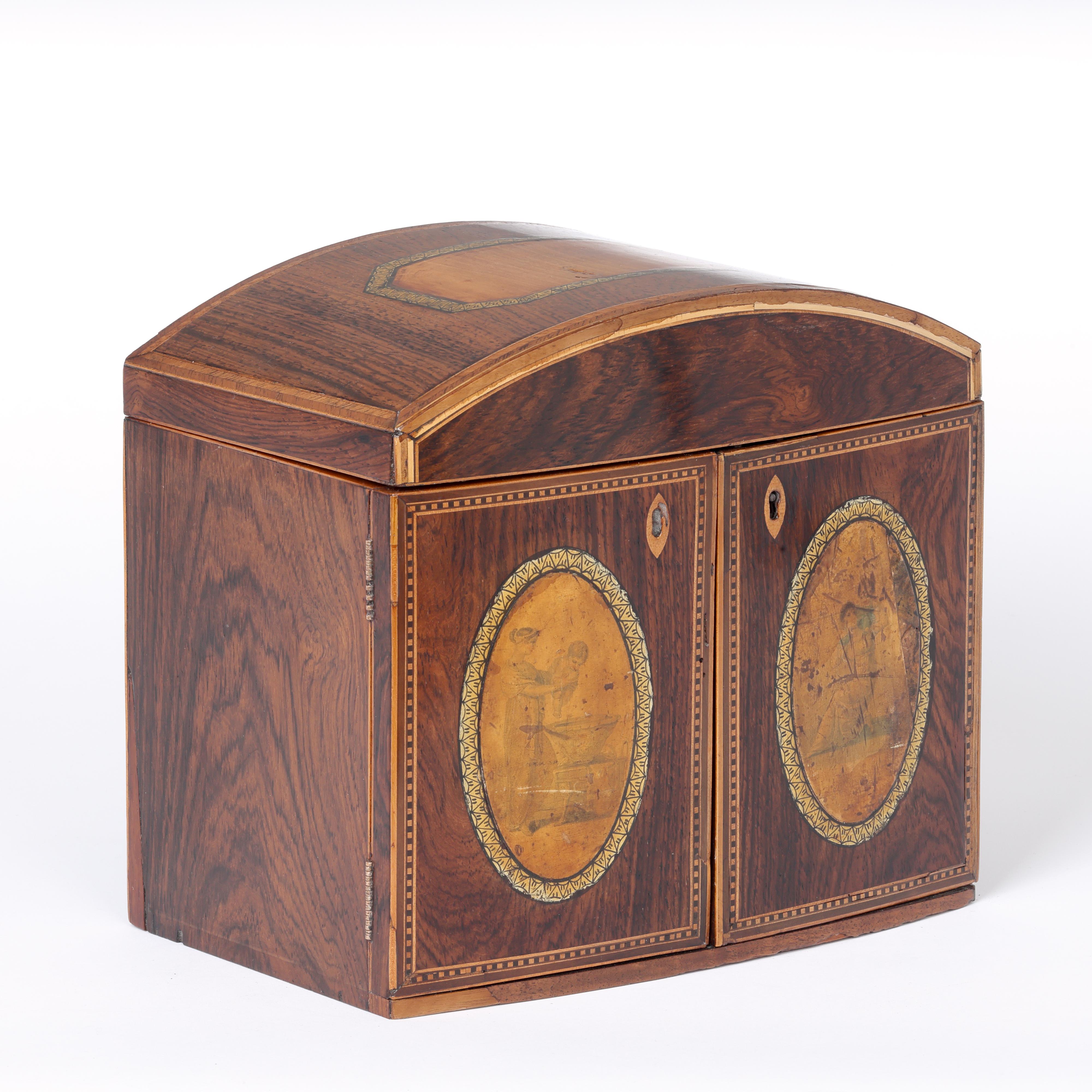19th Century Walnut domed top Needlework/Jewellery Box For Sale