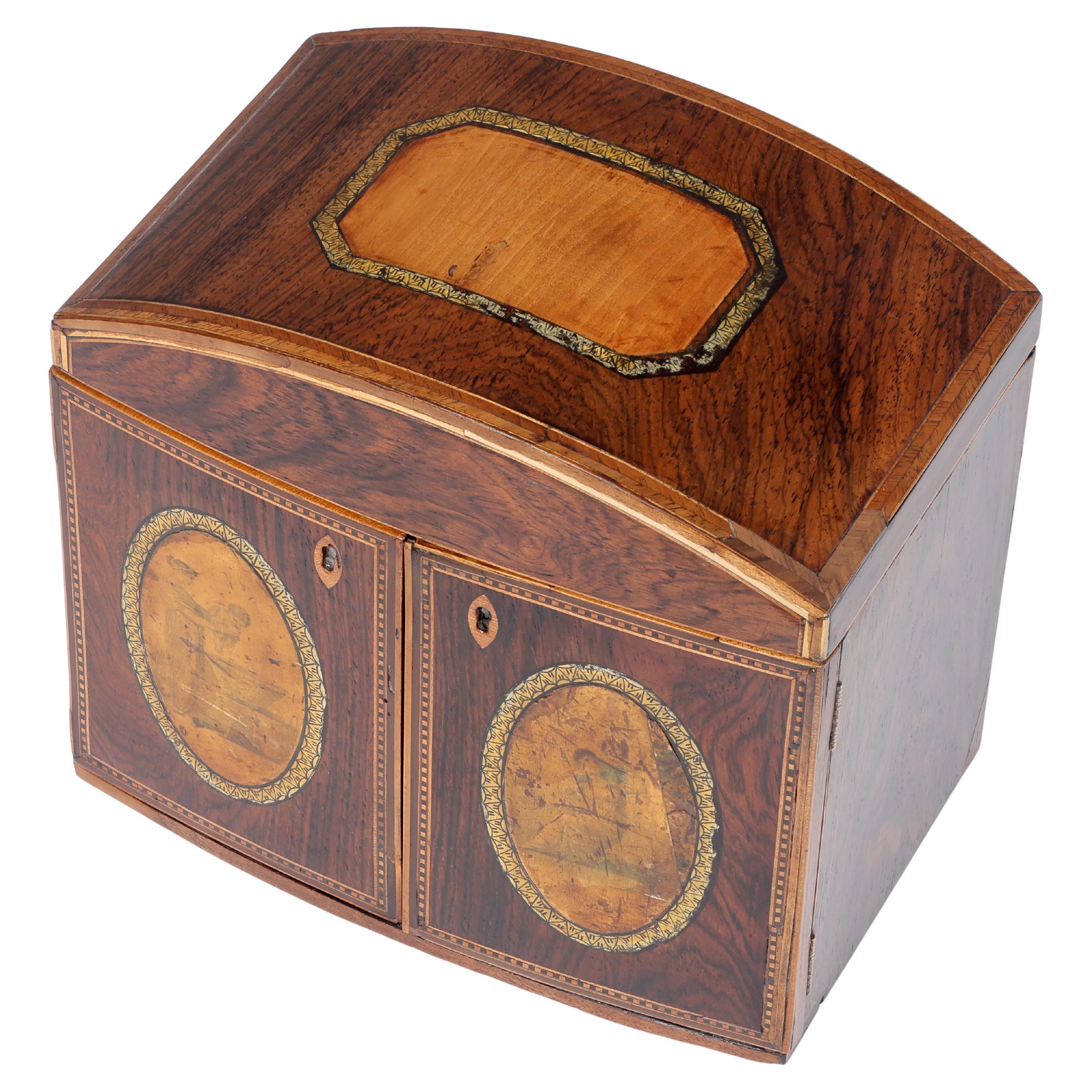 Caja de agujas/joyería con tapa abovedada de nogal