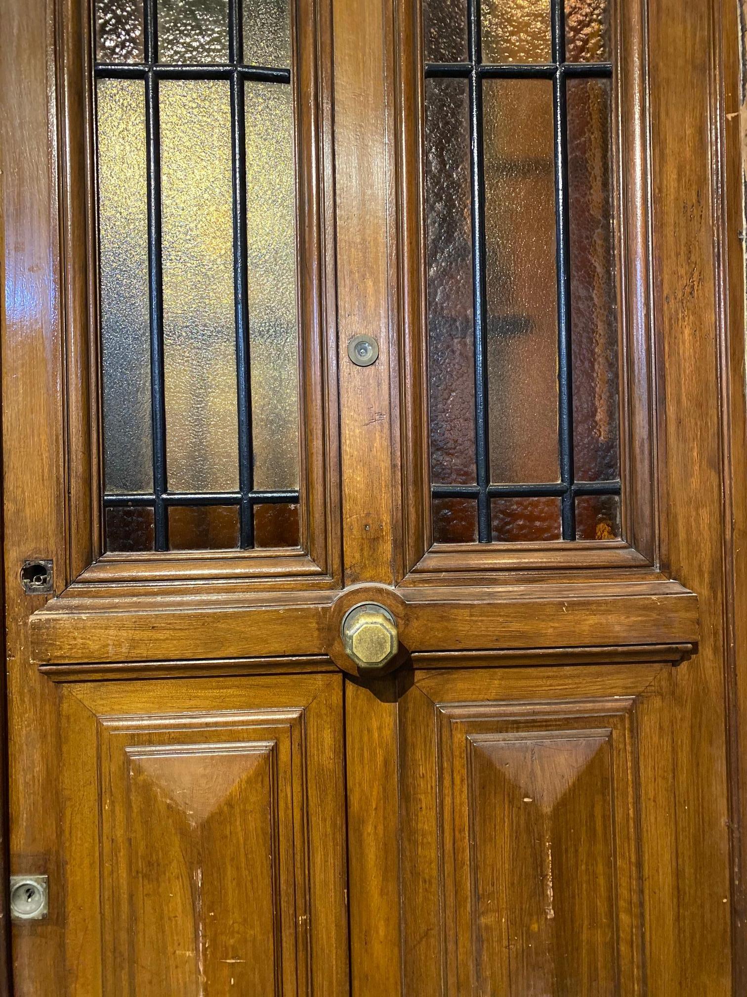 French Walnut Door with Glass, circa 1870 For Sale