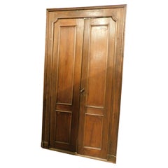 Antique Walnut door with two doors with original frame, Italy