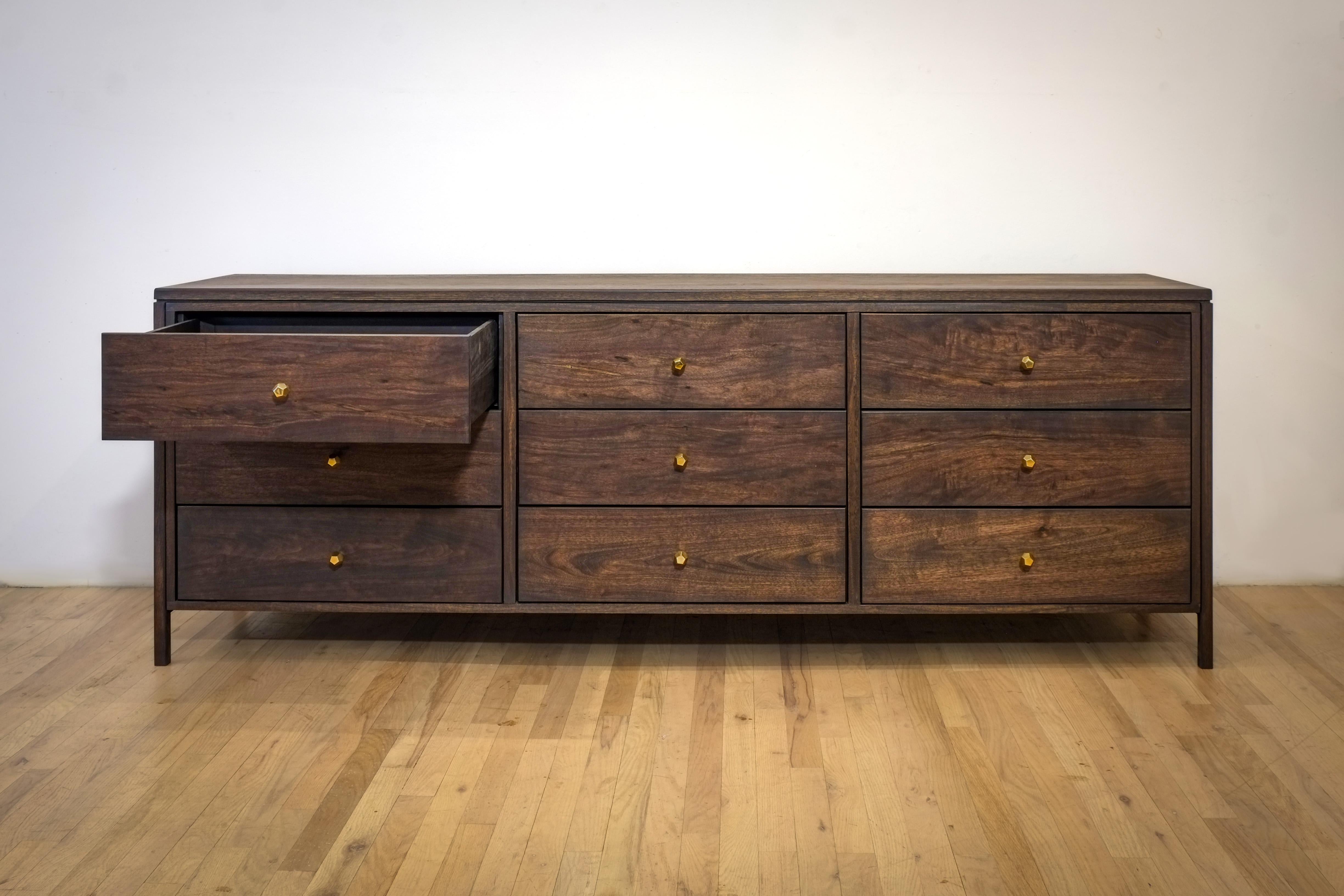 Minimalist Walnut Dresser Continuous Grain Drawer Fronts Bookmatched For Sale