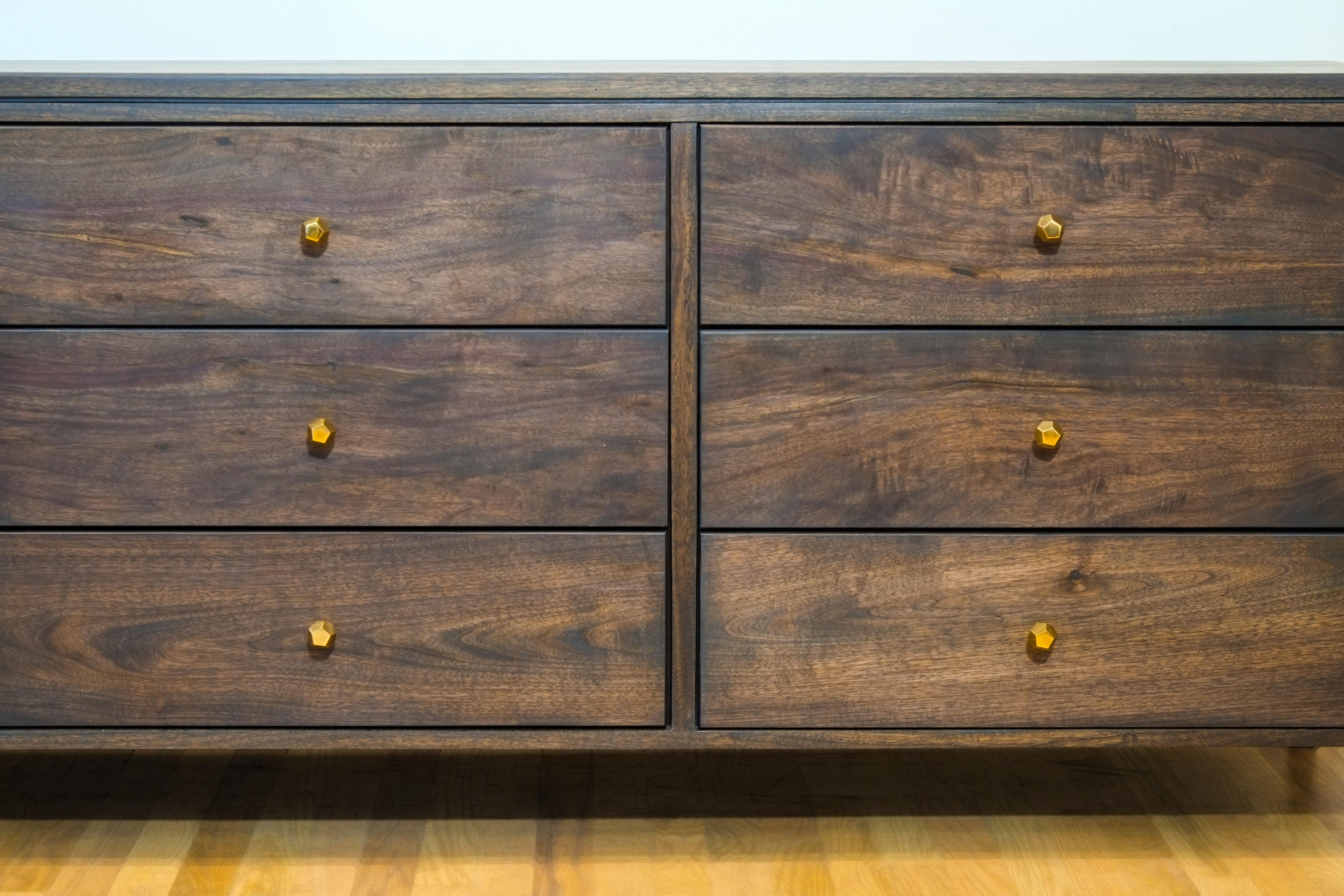 American Walnut Dresser Continuous Grain Drawer Fronts Bookmatched For Sale