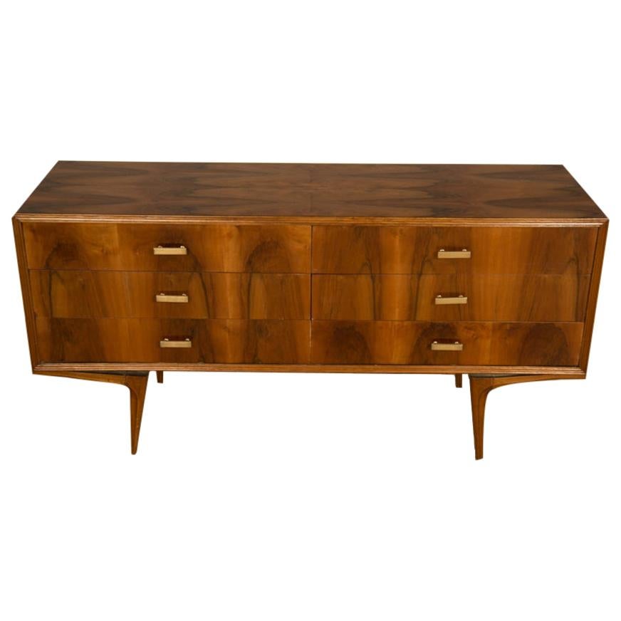 Walnut Dresser with Six Drawers in the Manner of Ico Parisi, circa 1950