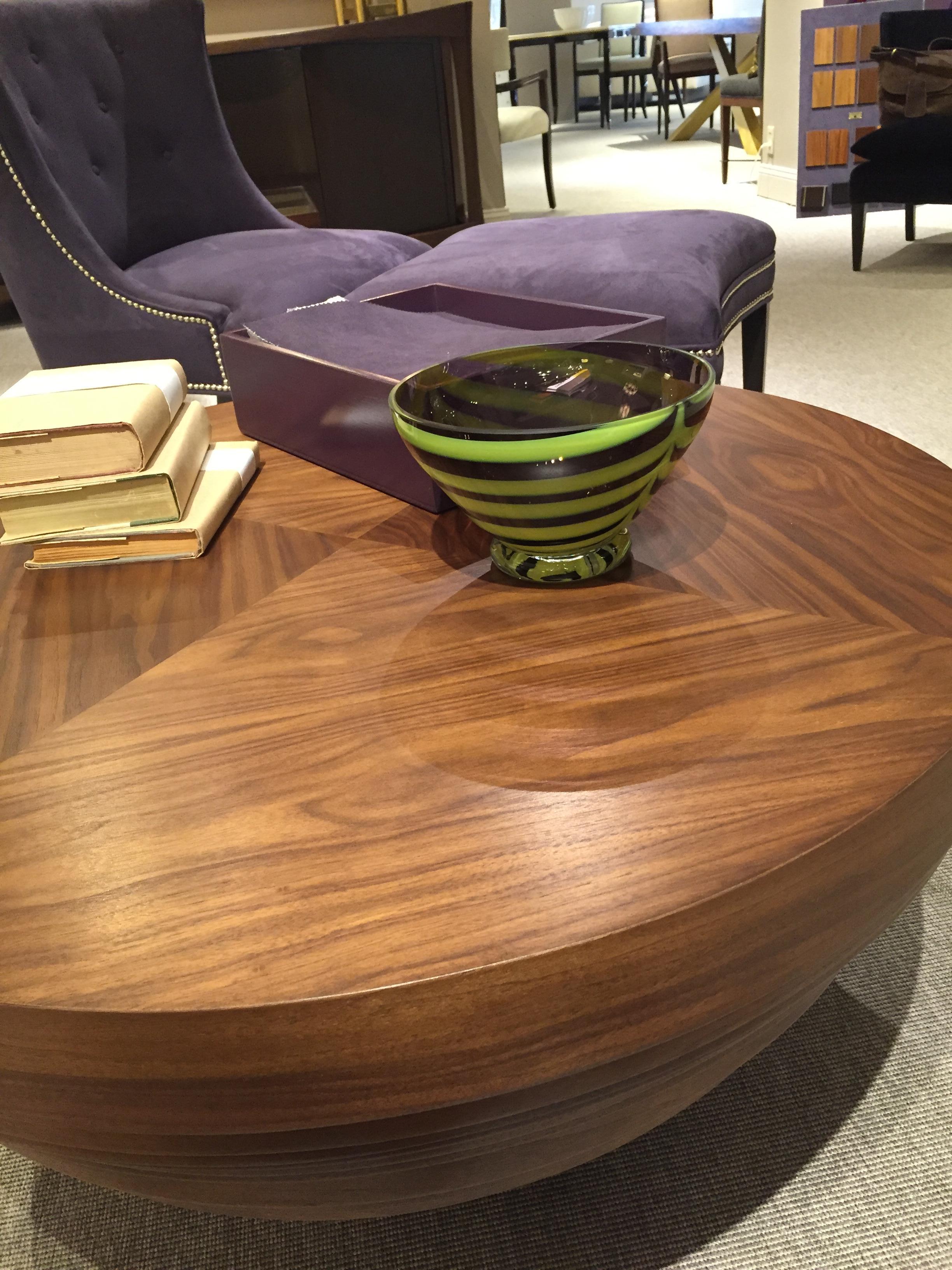 Tribal Walnut Drum Coffee Table For Sale