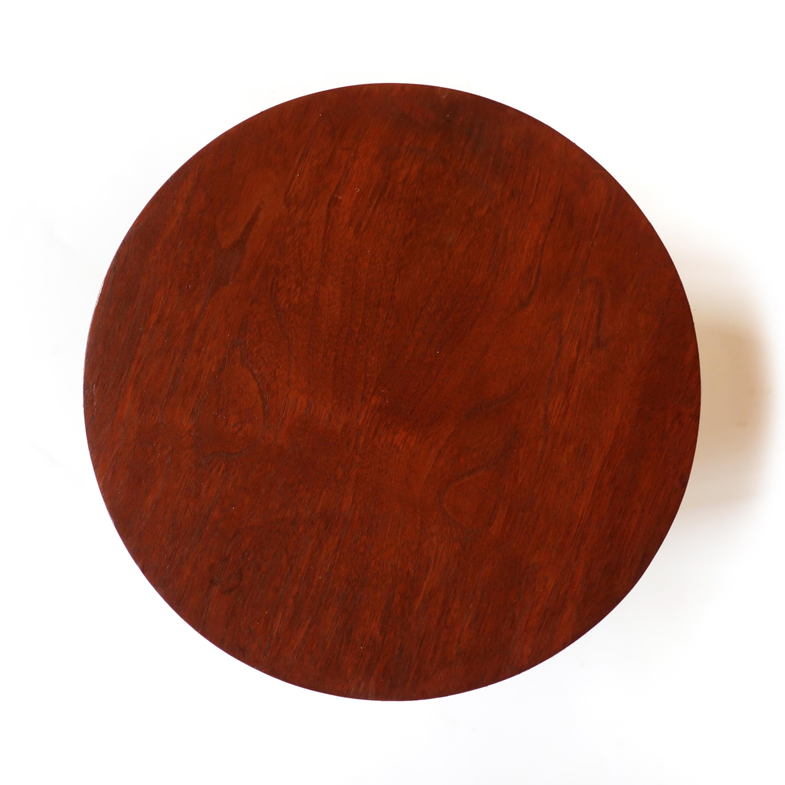 Mid-Century Modern Walnut Drum Pedestal Table Attr. to Paul Mayen for Habitat / Intrex