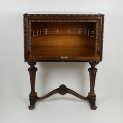 Walnut Dry Bar Cabinet Carved by Hand Depicting the "Aurora" by Guido Reni