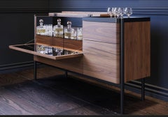 Walnut Dry Bar Sideboard Cabinet