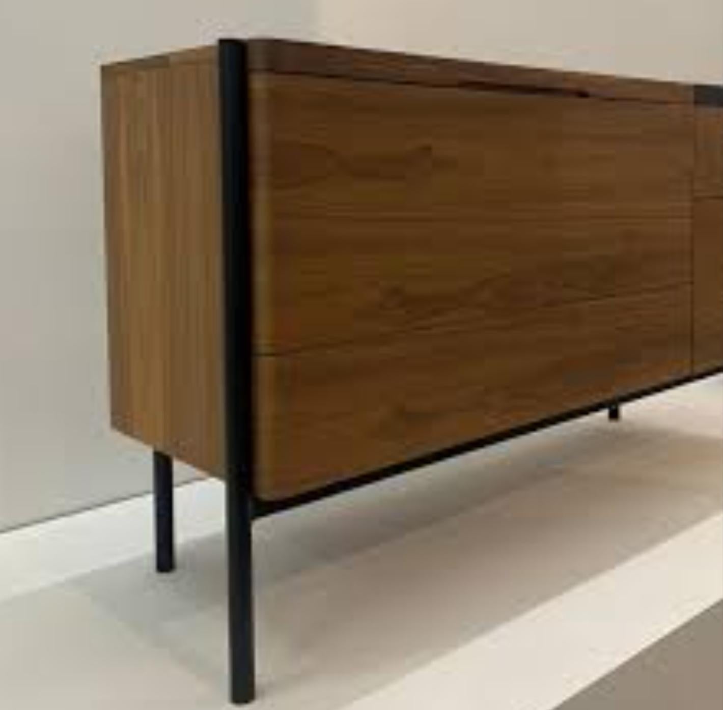 Scandinavian Modern Walnut Dry Bar Sideboard Cabinet For Sale