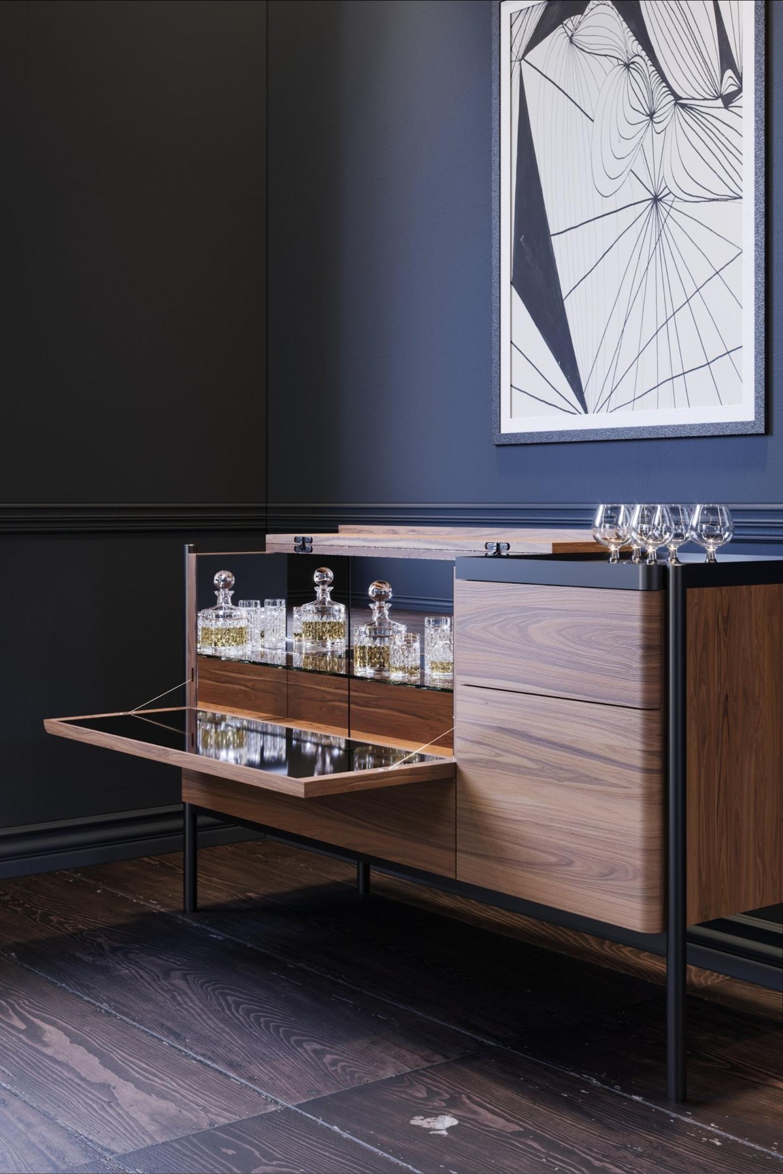 Buffet Dry Bar en noyer  Cabinet en vente 1