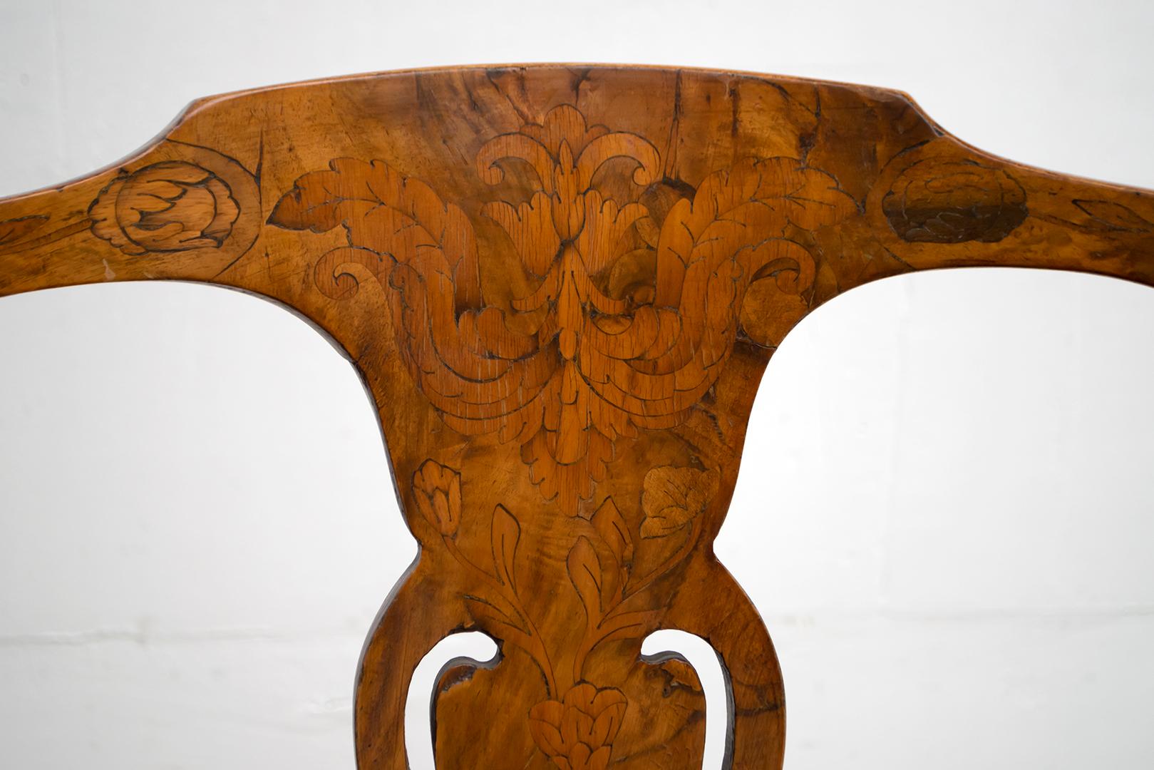 Walnut Dutch Chairs of the 20th Century with Maple Wood Inlays, Netherlands For Sale 7