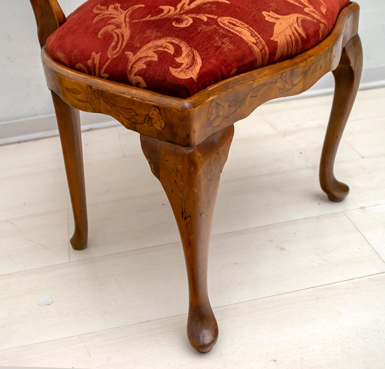 Walnut Dutch Chairs of the 20th Century with Maple Wood Inlays, Netherlands For Sale 4