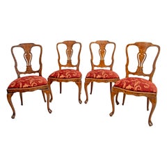 Used Walnut Dutch Chairs of the 20th Century with Maple Wood Inlays, Netherlands