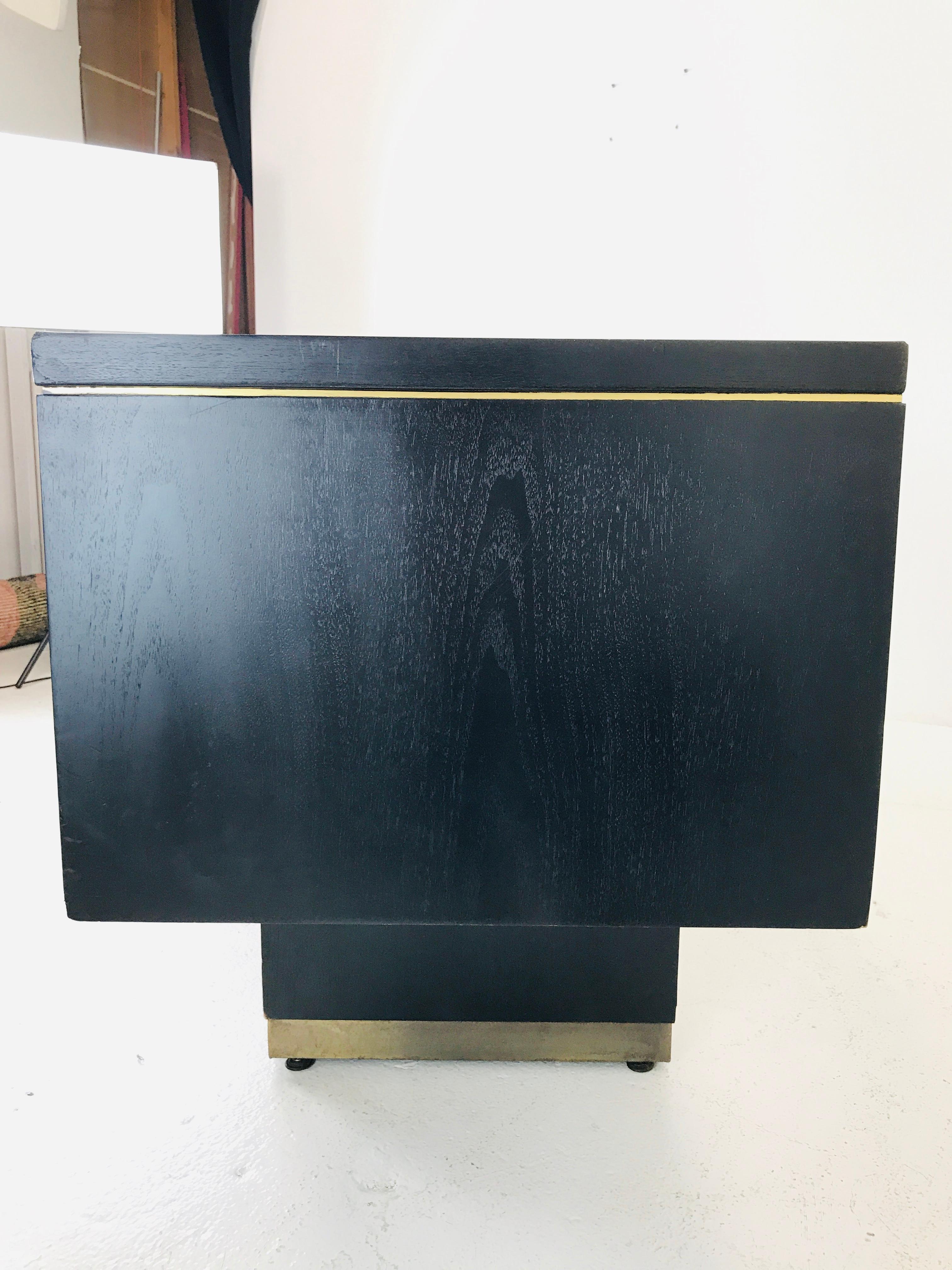 Mid-Century Modern Walnut and Ebonized Cantilever Credenza