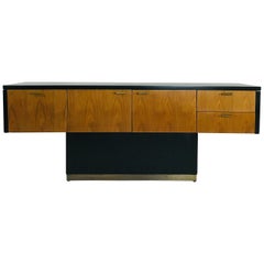 Walnut and Ebonized Cantilever Credenza