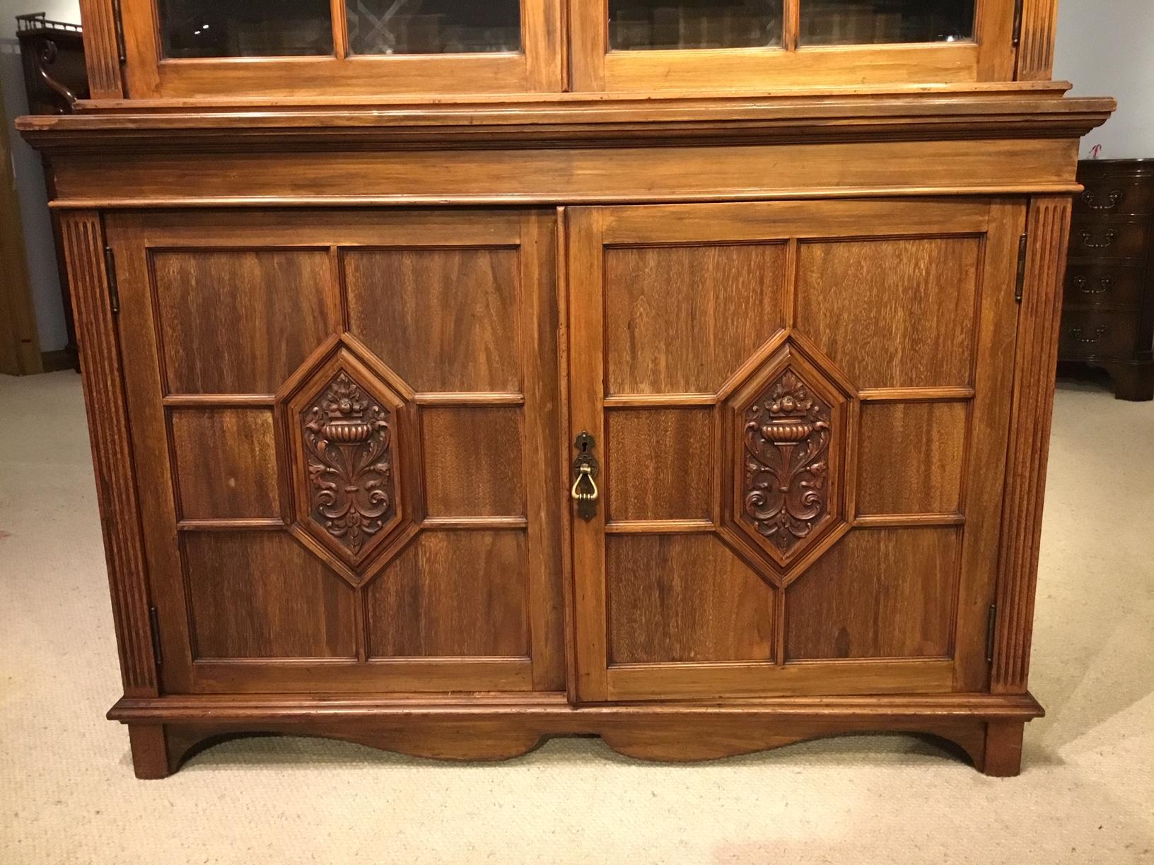 Walnut Edwardian Bookcase by Maple & Co. of London In Excellent Condition In Darwen, GB