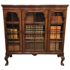 Walnut Edwardian Period Three Door Bookcase in the Georgian Style