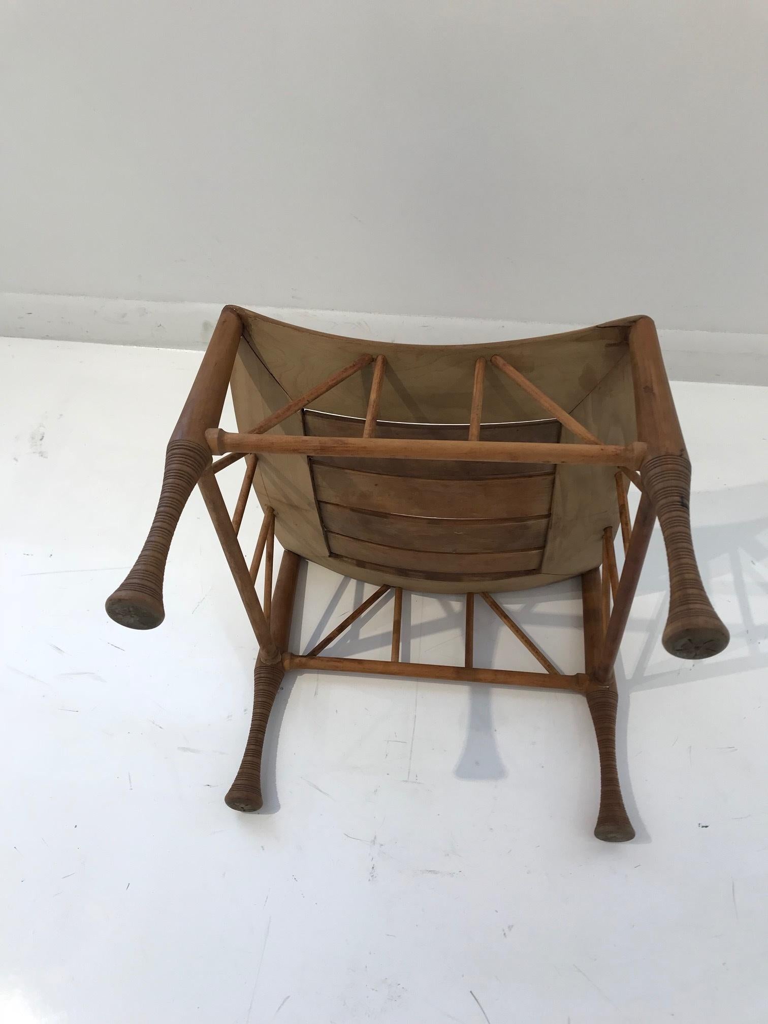 Walnut Egyptian Revival Thebe Stool In Good Condition For Sale In Montreal, QC