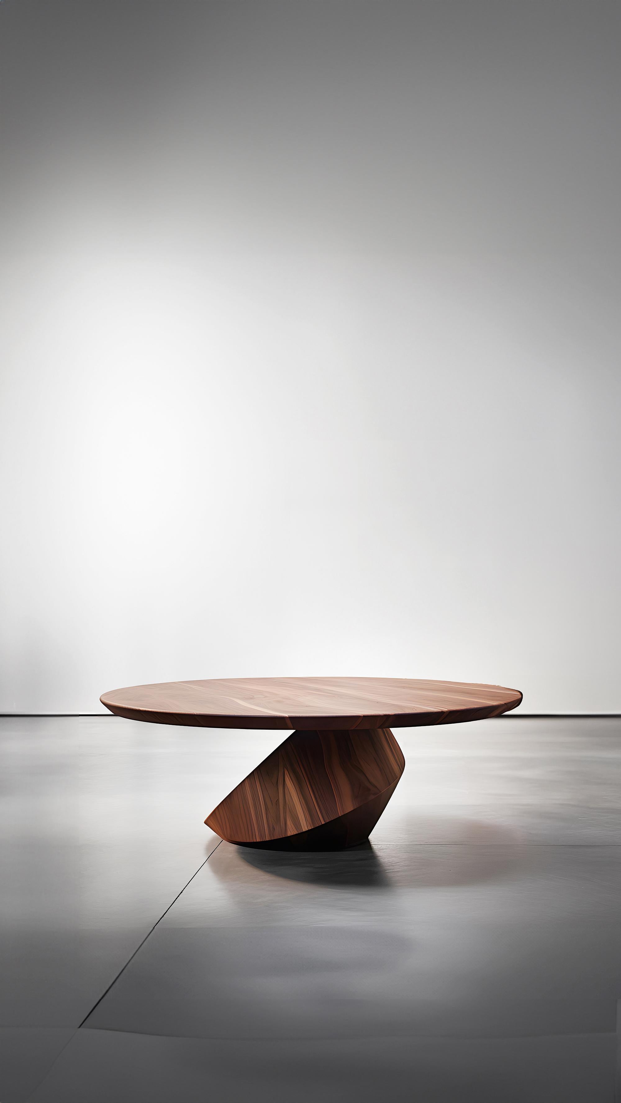 Contemporary Walnut Elegance Solace 40: Hand-Finished Round Top with Unique Texture For Sale