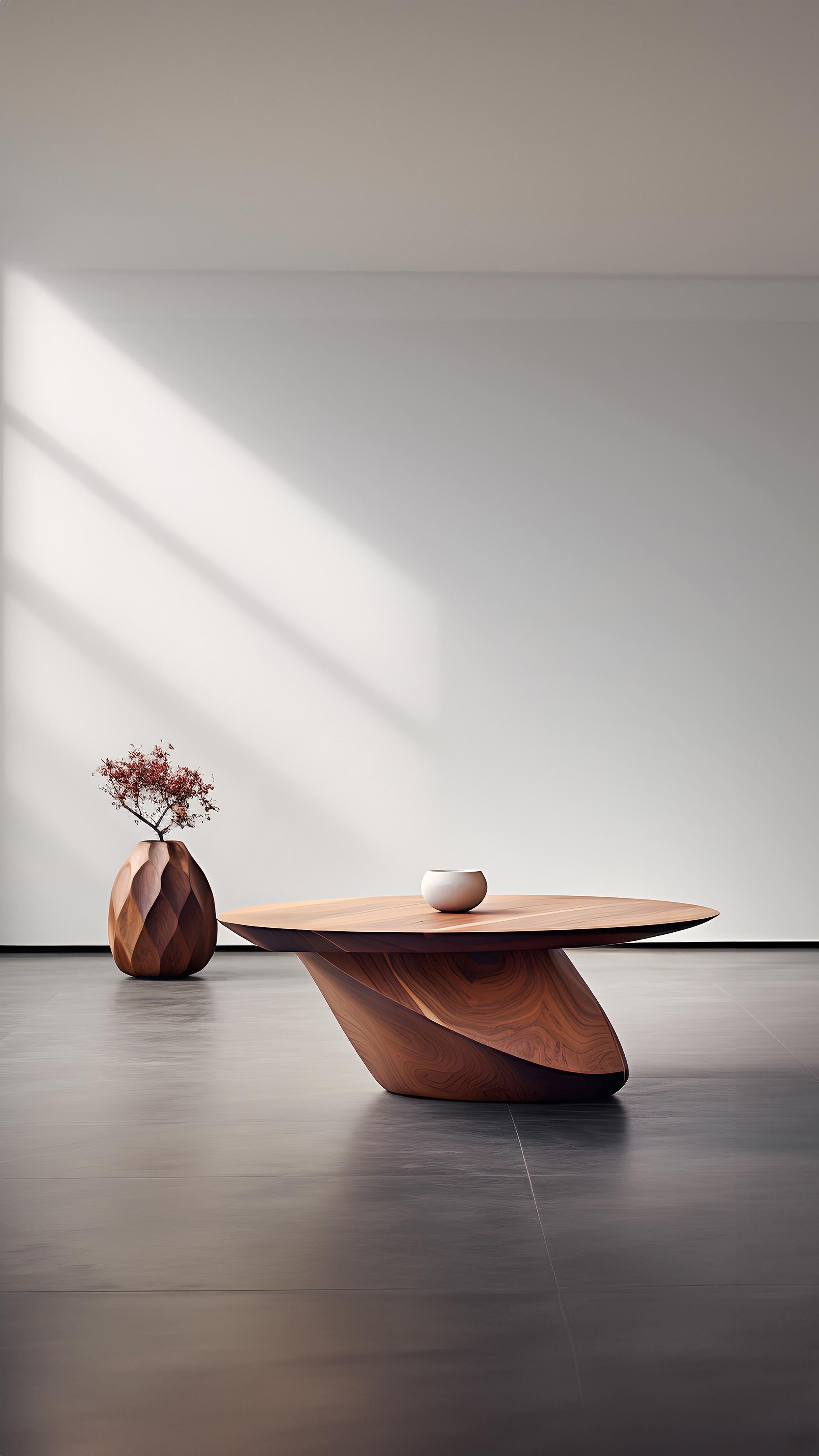 Noyer Elegance Solace 40 : Table ronde finie à la main avec une texture unique en vente 2