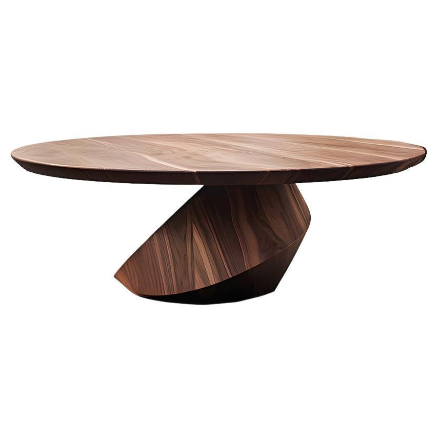 Walnut Elegance Solace 40: Hand-Finished Round Top with Unique Texture