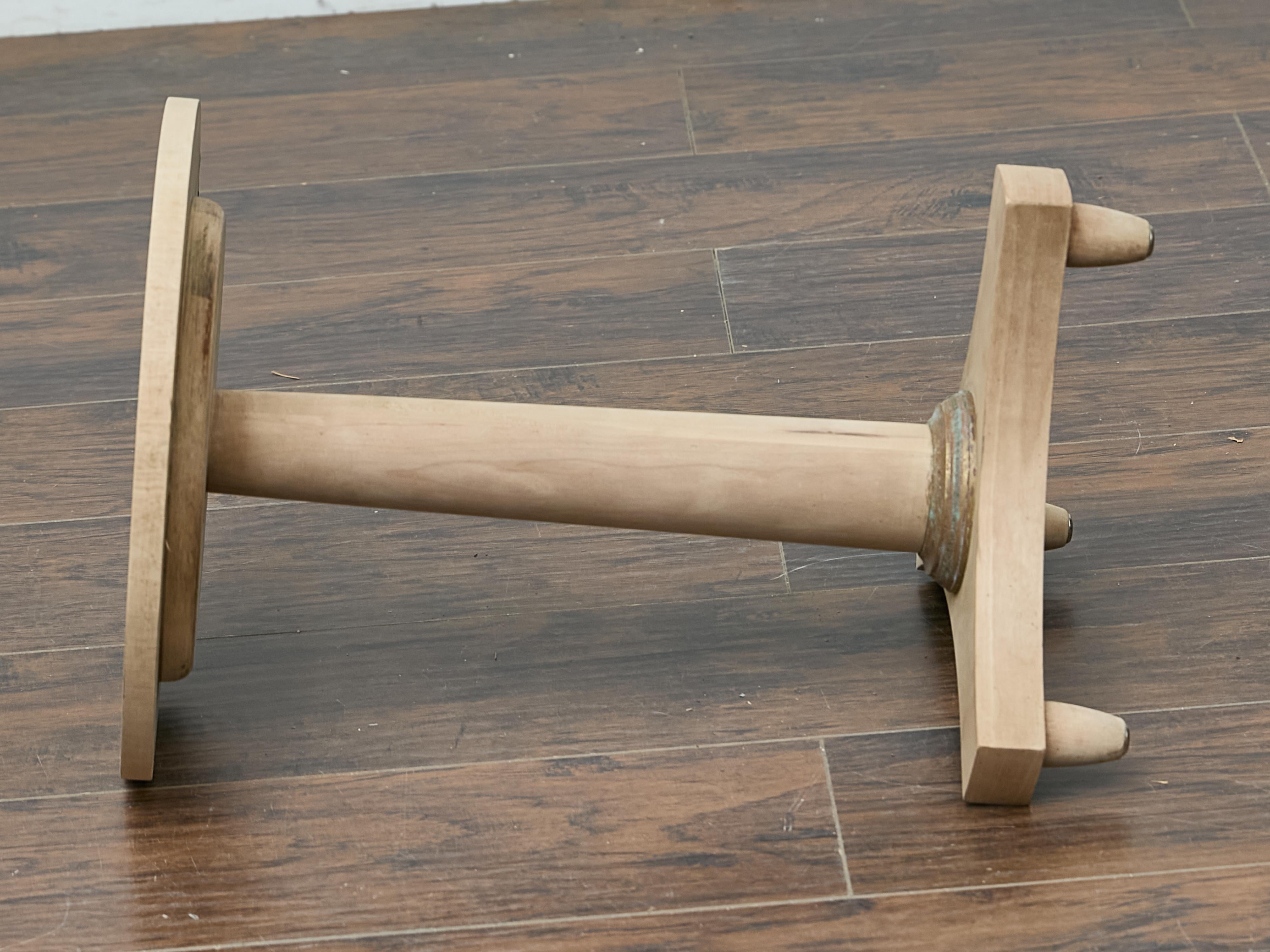 Walnut Empire Style Side Table with Round Bookmatched Top and Bronze Detail 5