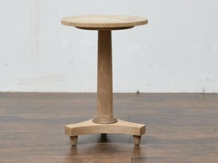Walnut Empire Style Side Table with Round Bookmatched Top and Bronze Detail
