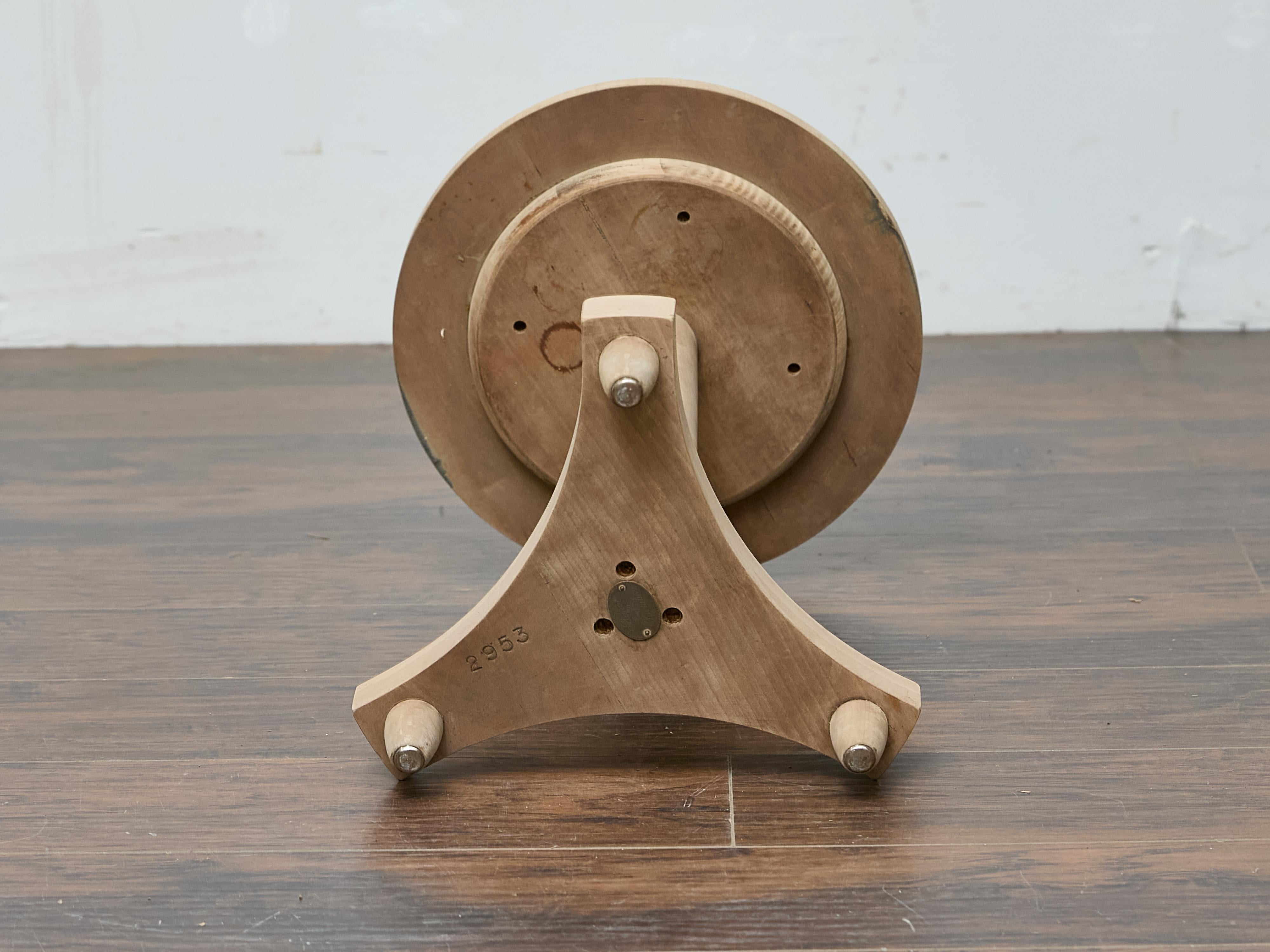 Walnut Empire Style Side Table with Round Bookmatched Top and Bronze Detail 1