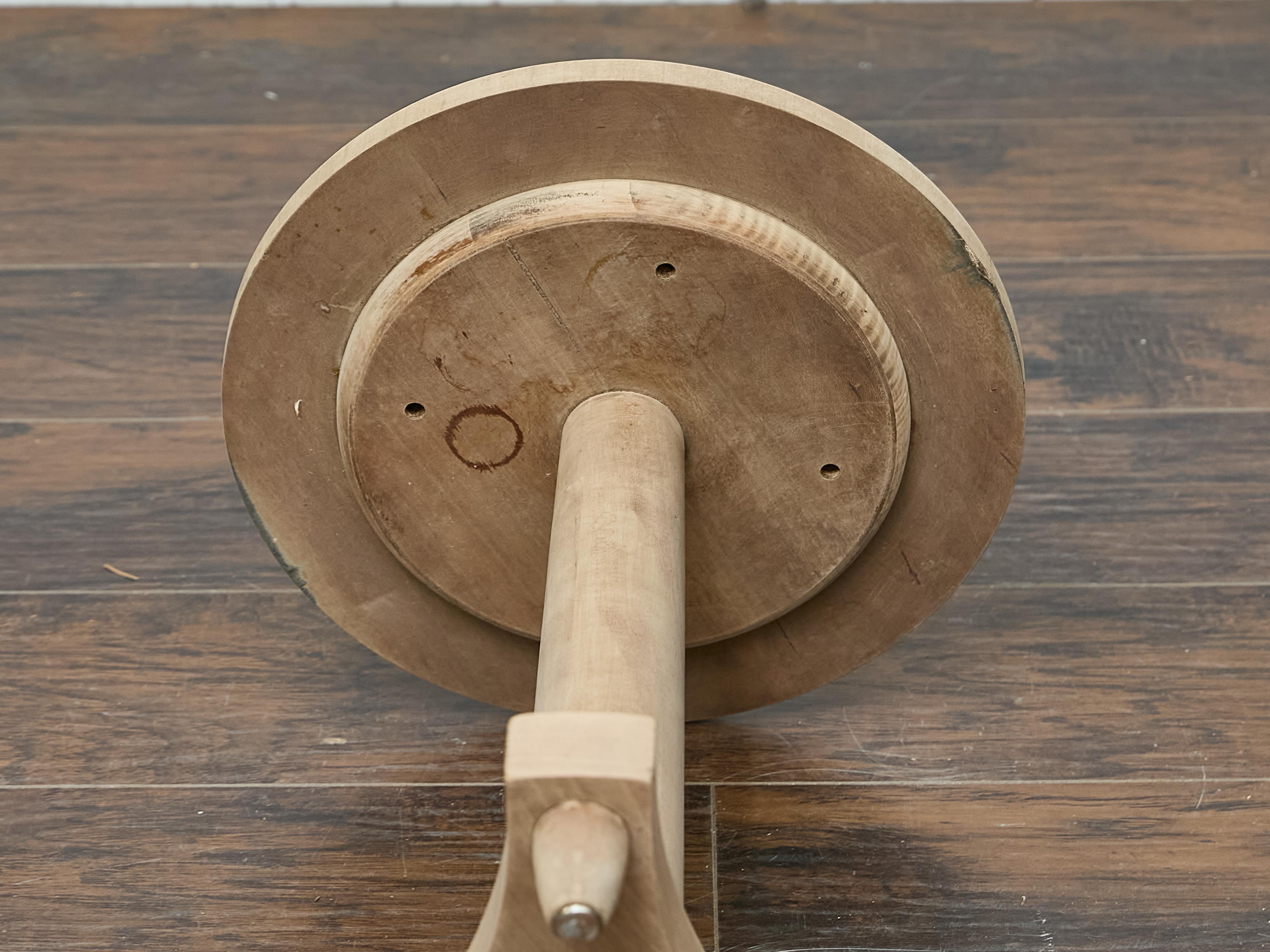 Walnut Empire Style Side Table with Round Bookmatched Top and Bronze Detail 3