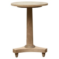 Walnut Empire Style Side Table with Round Bookmatched Top and Bronze Detail