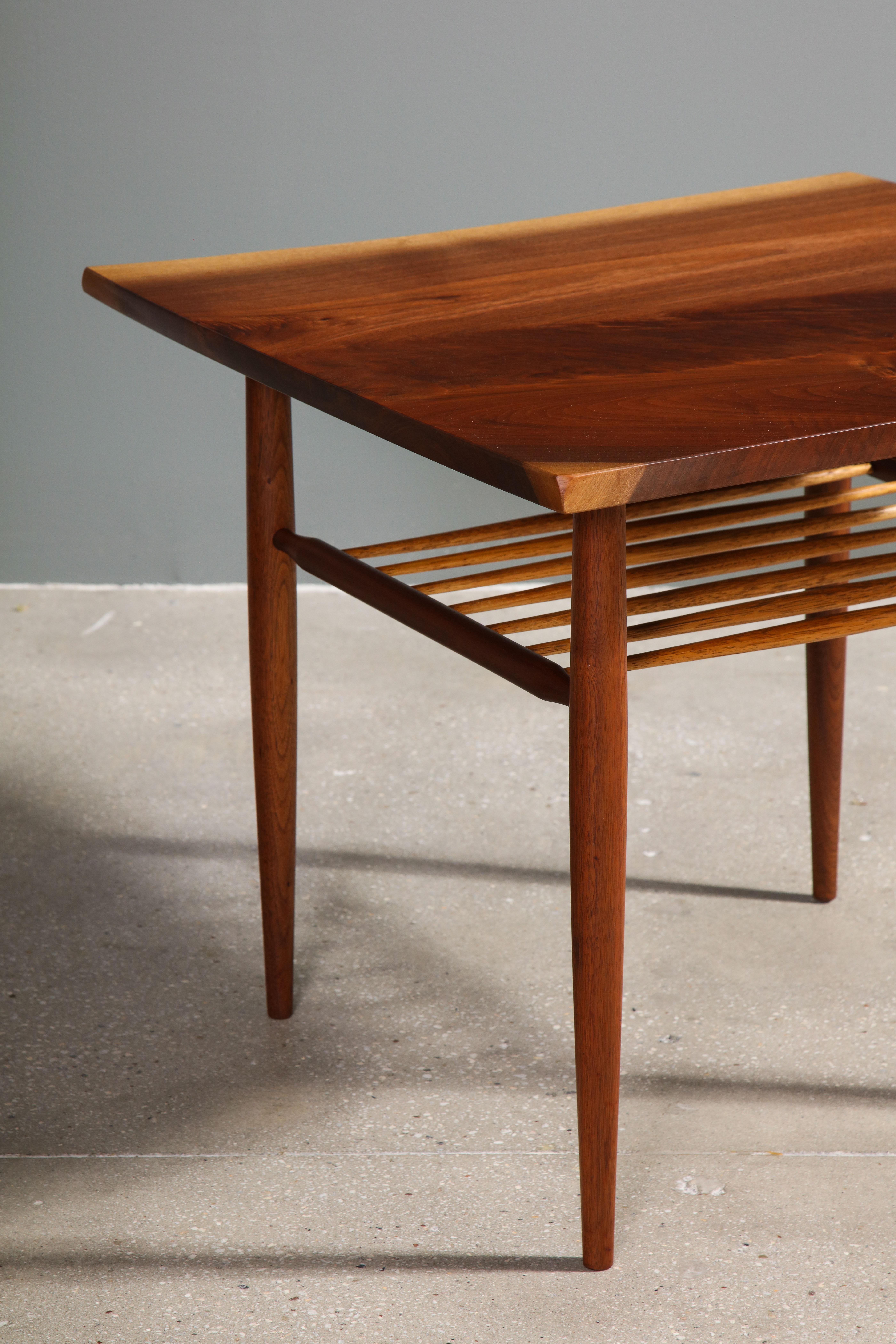 American Craftsman Walnut End Table with a Spindle Shelf, by George Nakashima
