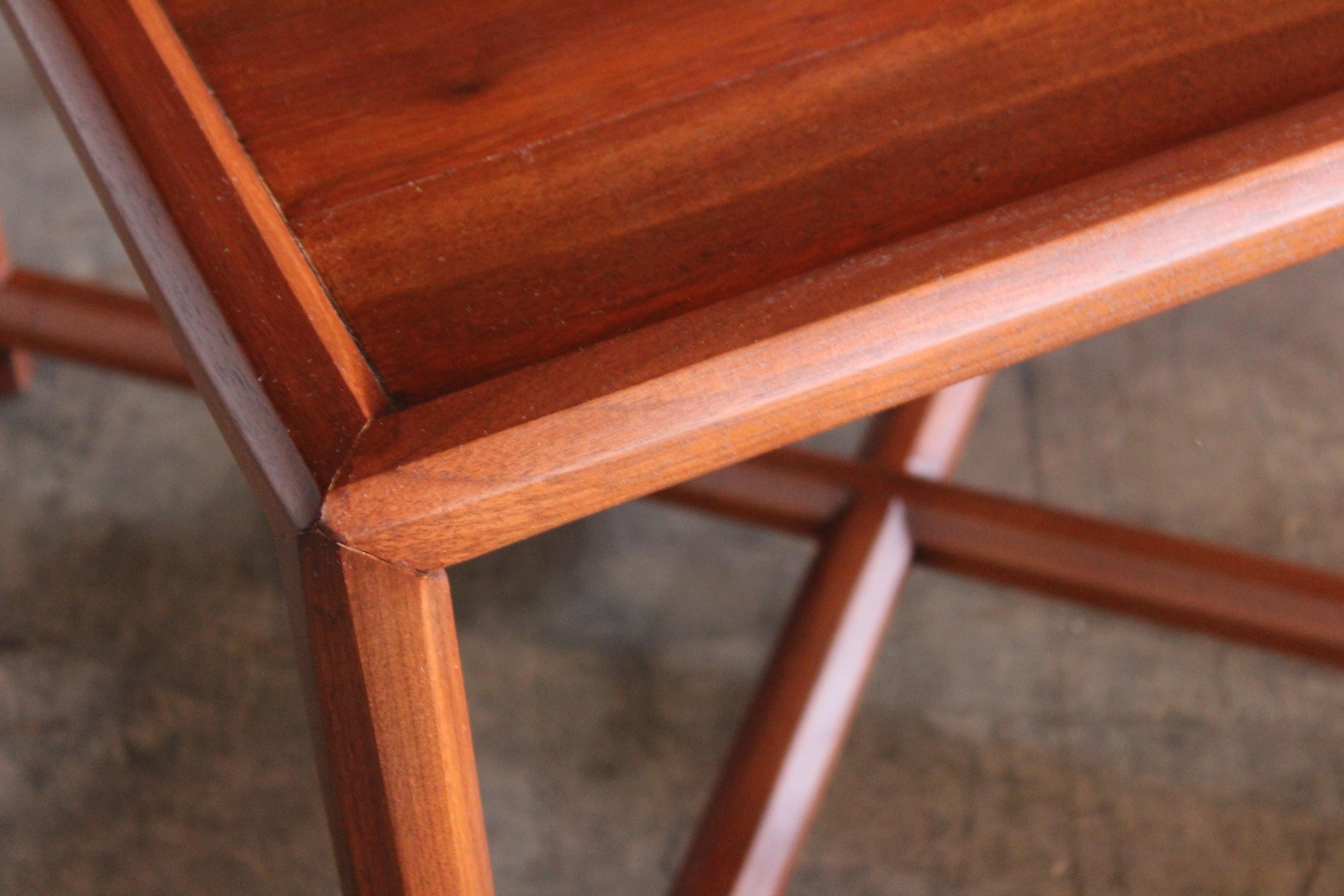 Walnut End Table with Tiffany Tiles by Edward Wormley for Dunbar, 1950s For Sale 5