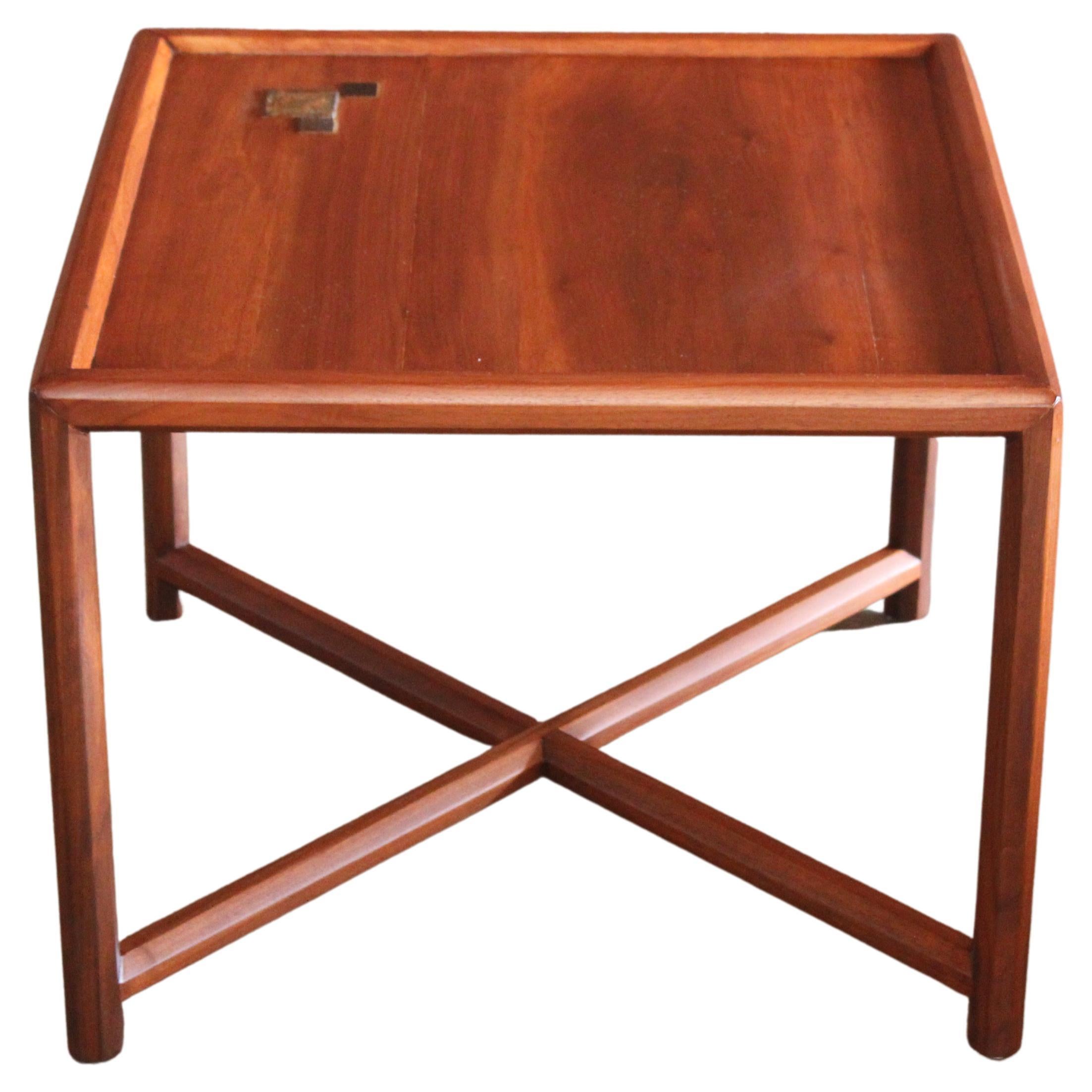 Walnut End Table with Tiffany Tiles by Edward Wormley for Dunbar, 1950s For Sale