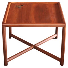 Vintage Walnut End Table with Tiffany Tiles by Edward Wormley for Dunbar, 1950s