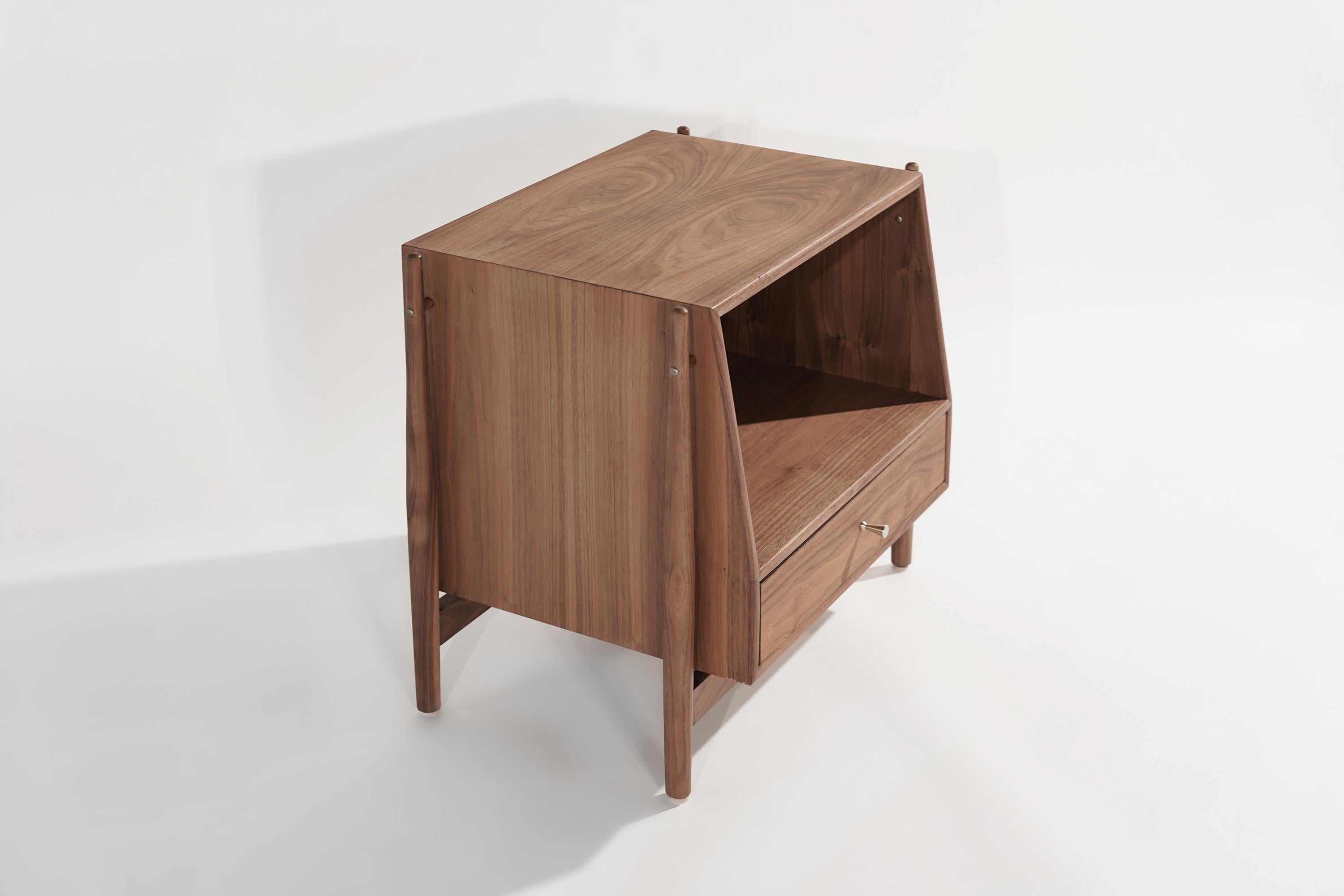 Brass Walnut End Tables by Kipp Stewart