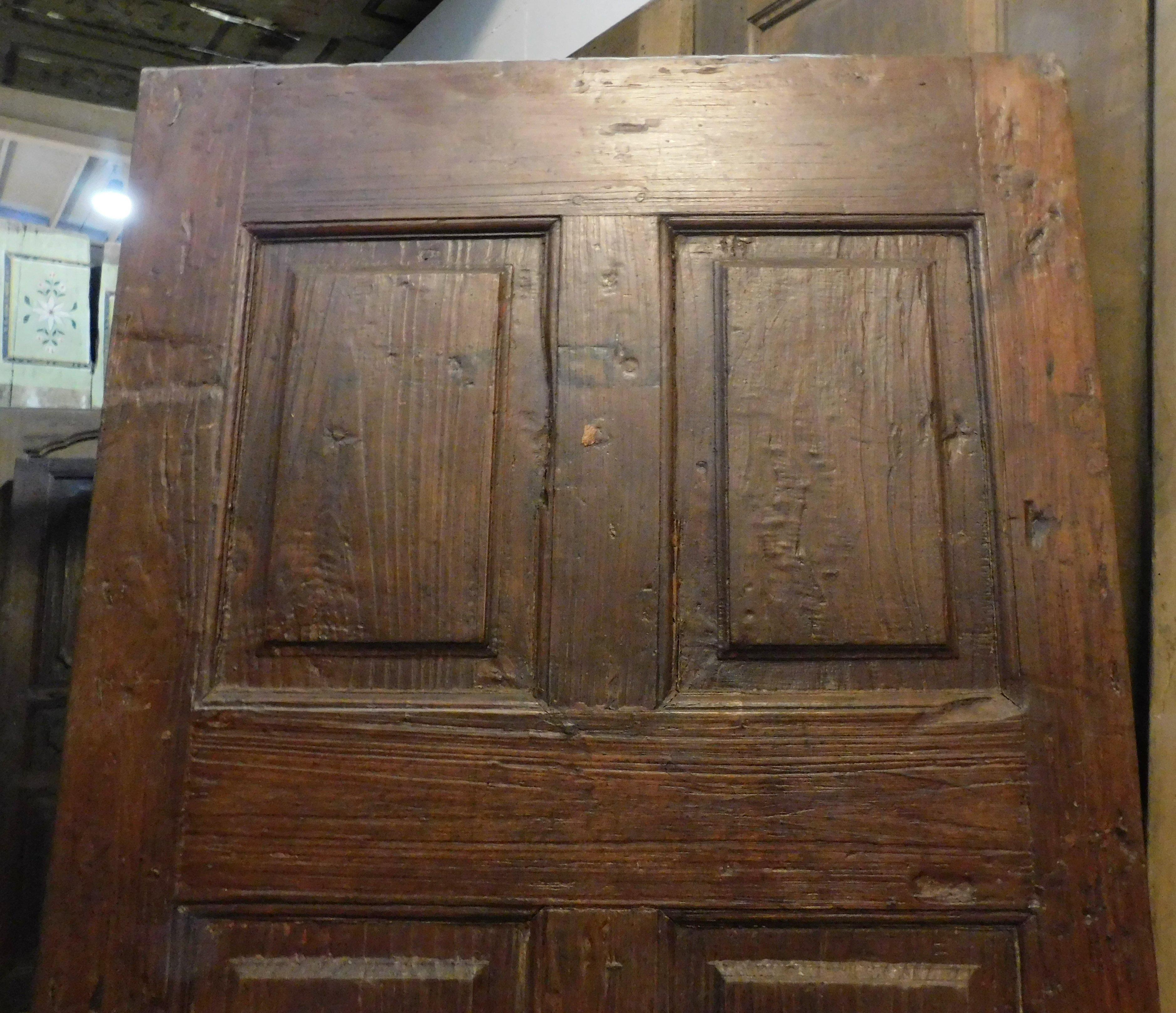 Hand-Carved Walnut Entrance Door Carved with Six Panels, 19th Century Italy For Sale