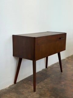 Walnut Entry Console Table with Drop-Down Storage Compartment Vintage Vintage