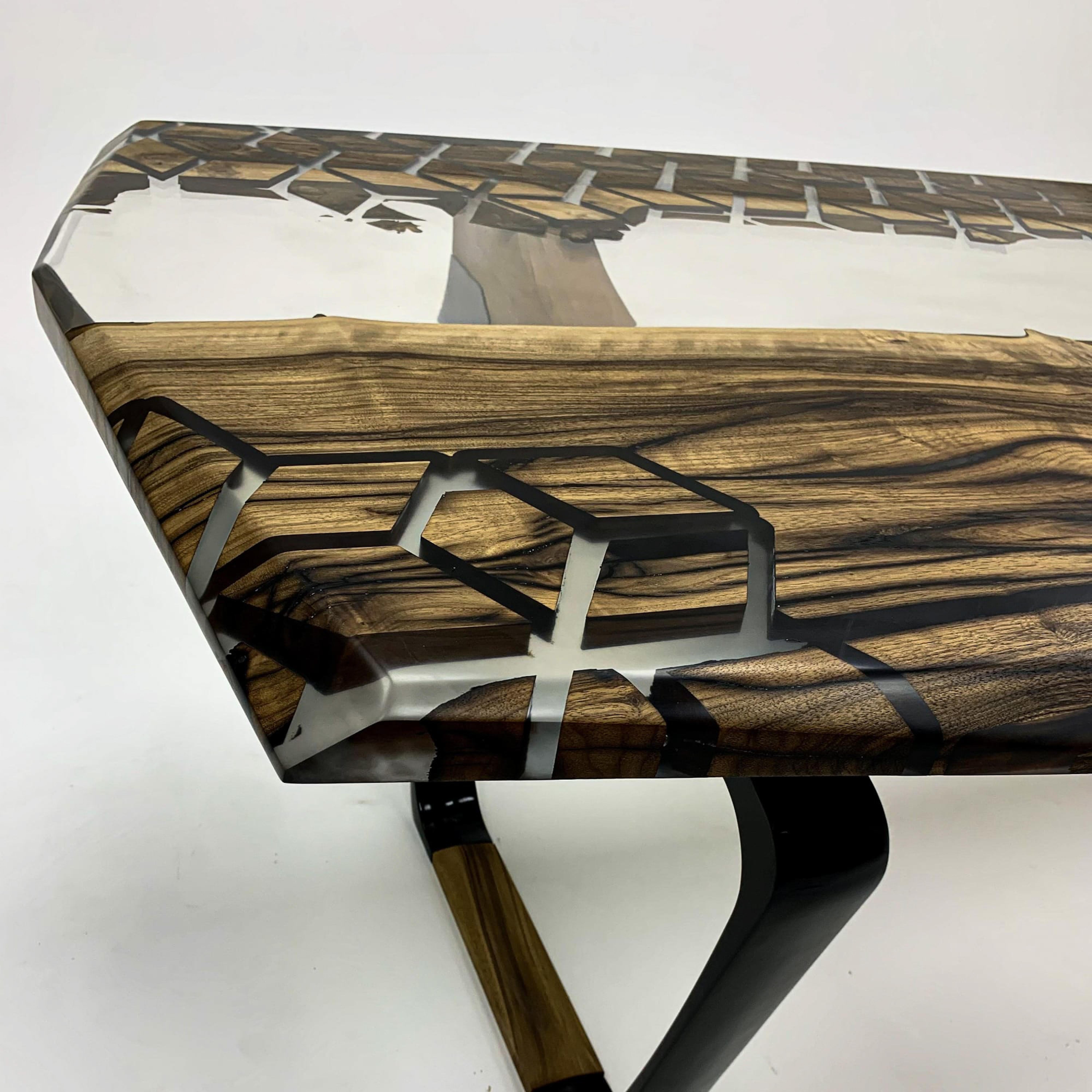 Contemporary Walnut Epoxy Resin River Dining Table For Sale
